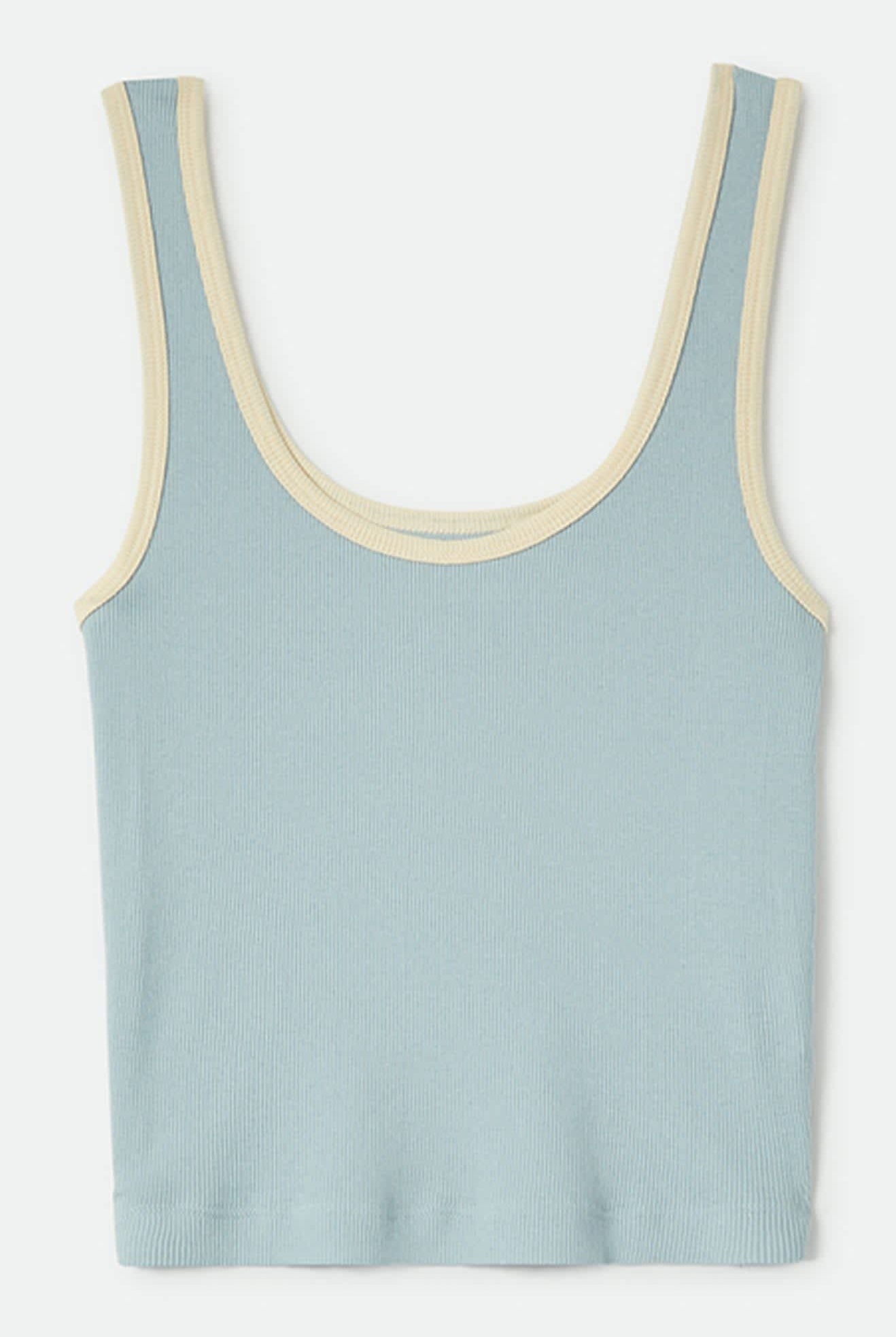 Women's Ringer Organic A-Tank in the color Sea Grass/Waxed Paper - Front Product Laydown Image