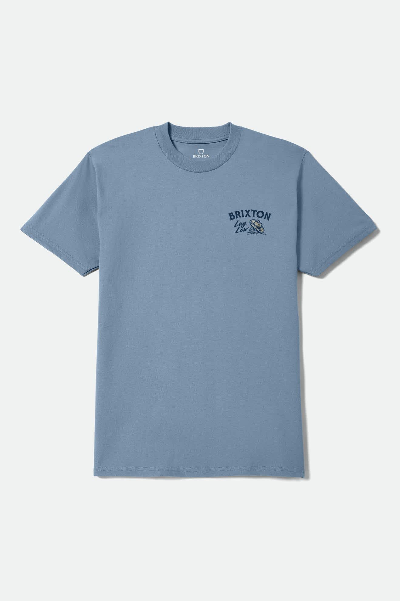 Men's Lay Low Standard T-Shirt in the color Steel Blue - Front Product Laydown Image