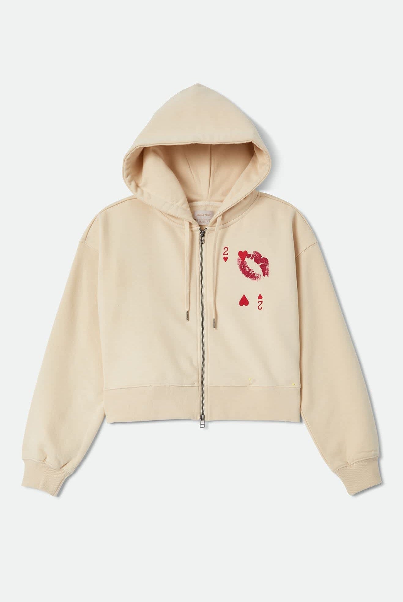 Women's Kissing Hearts Zip Hood in the color Whitecap - Front Product Laydown Image