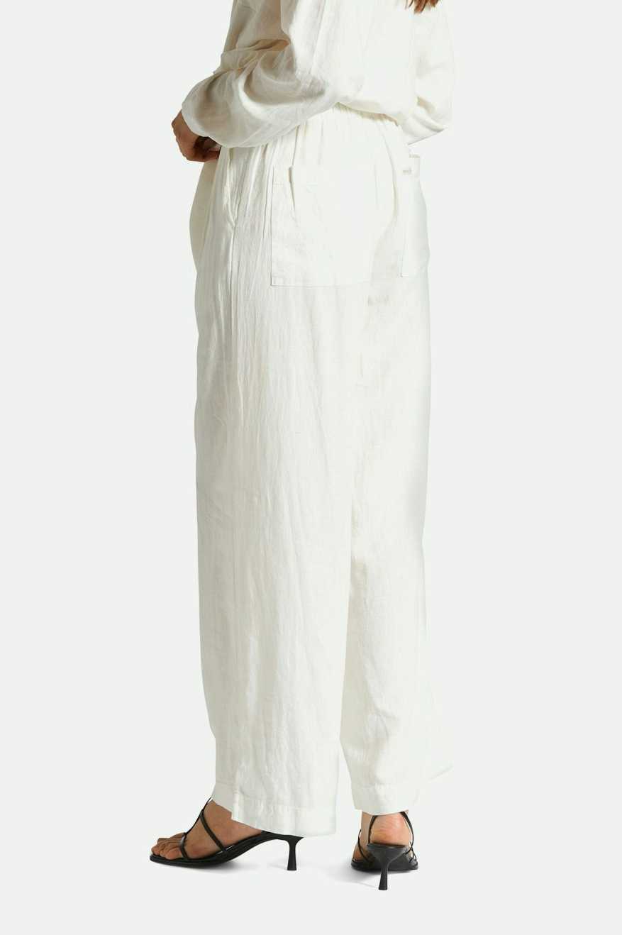 Women's Fit, Side View | Vintage Linen Blend Wide Leg Pant - Off White