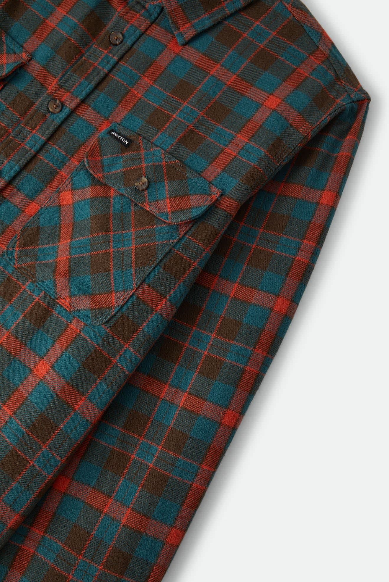 Men's Bowery Flannel in the color Walnut Brown/Ultra Marine - Additional Laydown image