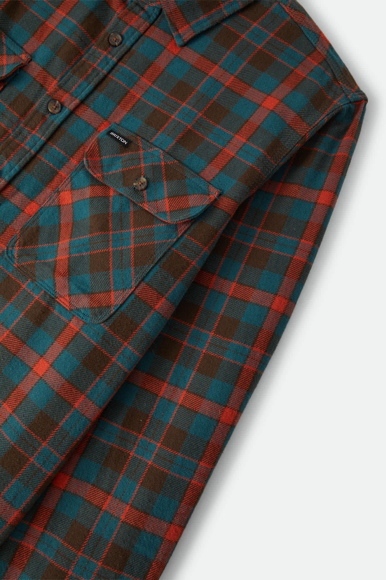 Men's Bowery Flannel in the color Walnut Brown/Ultra Marine - Additional Laydown image