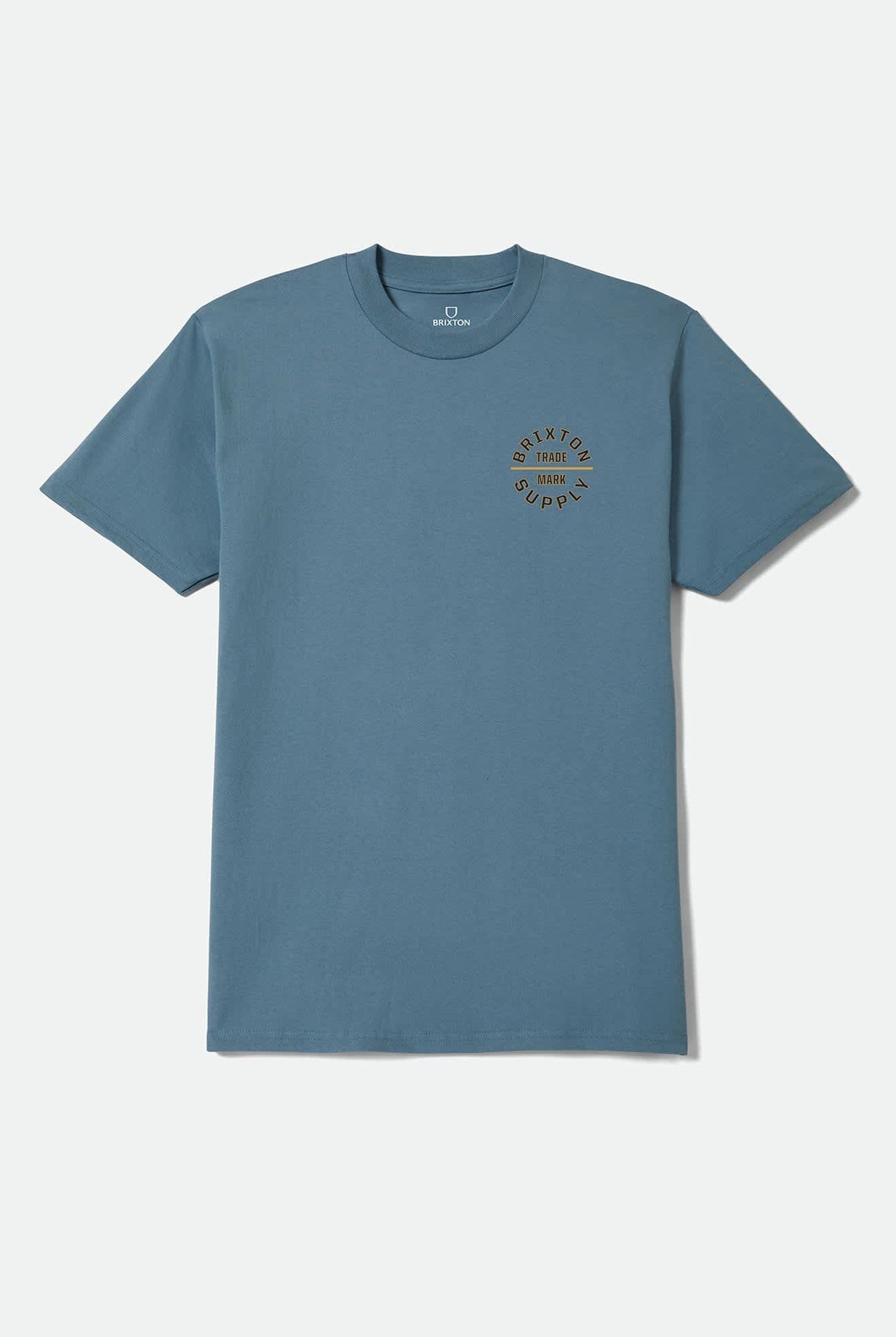 Men's Oath V Standard T-Shirt in the color Harbor Blue/Sauterne Yellow/Black - Front Product Laydown Image