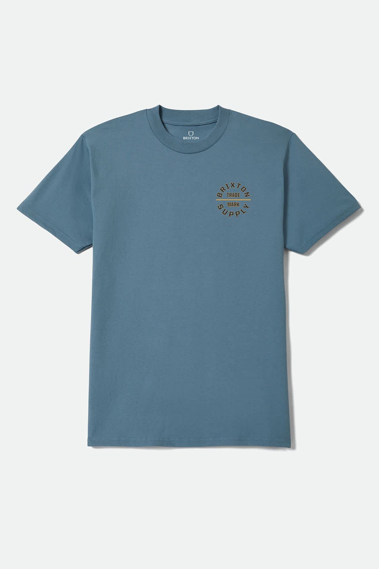 Men's Oath V Standard T-Shirt in the color Harbor Blue/Sauterne Yellow/Black - Front Product Laydown Image