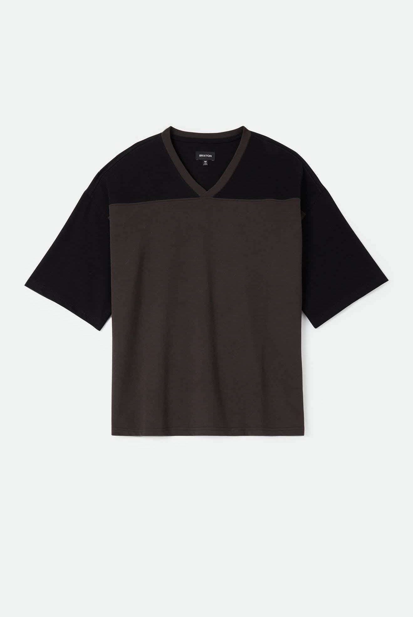 Men's Brixton Football T-Shirt in the color Black/Washed Black - Front Product Laydown Image
