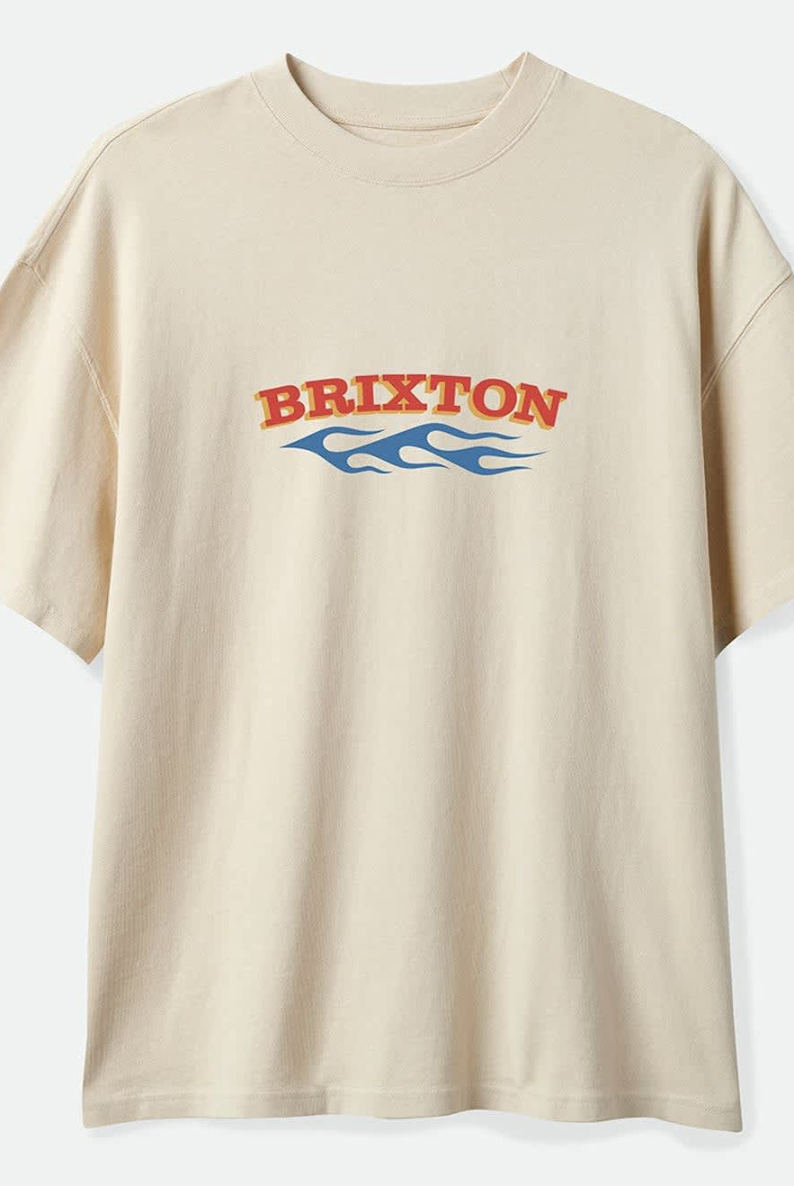 Men's Clifton Boxed Crop T-Shirt in the color Cream - Front Product Laydown Image