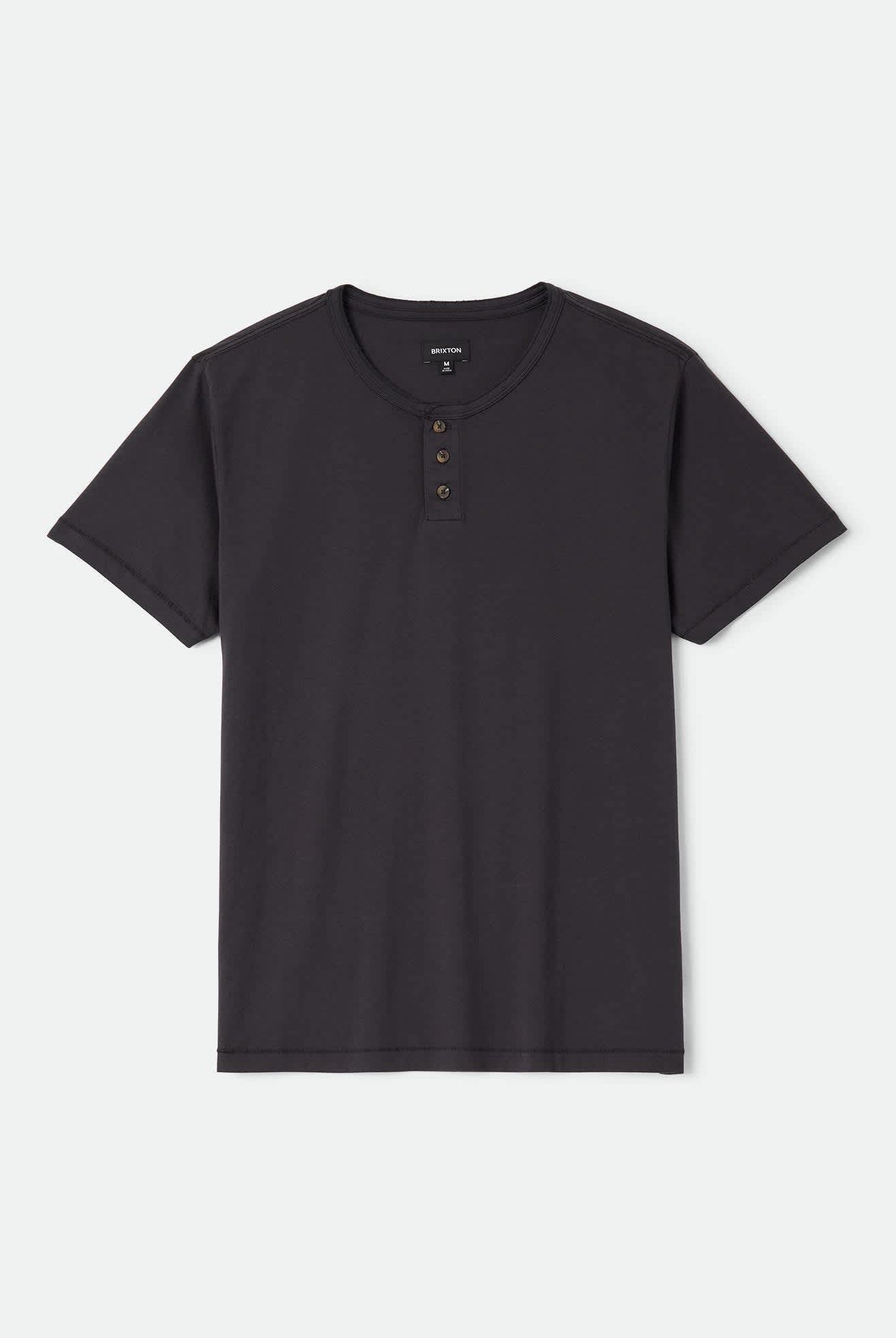 Men's Brixton Baseline Henley T-Shirt in the color Black - Front Product Laydown Image
