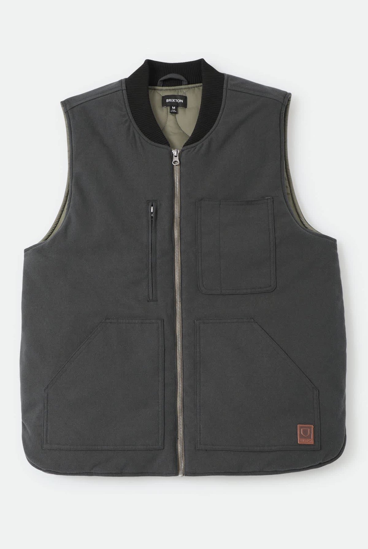 Men's Builders Abraham Reversible Vest in the color Black/Olive Surplus - Front Product Laydown Image
