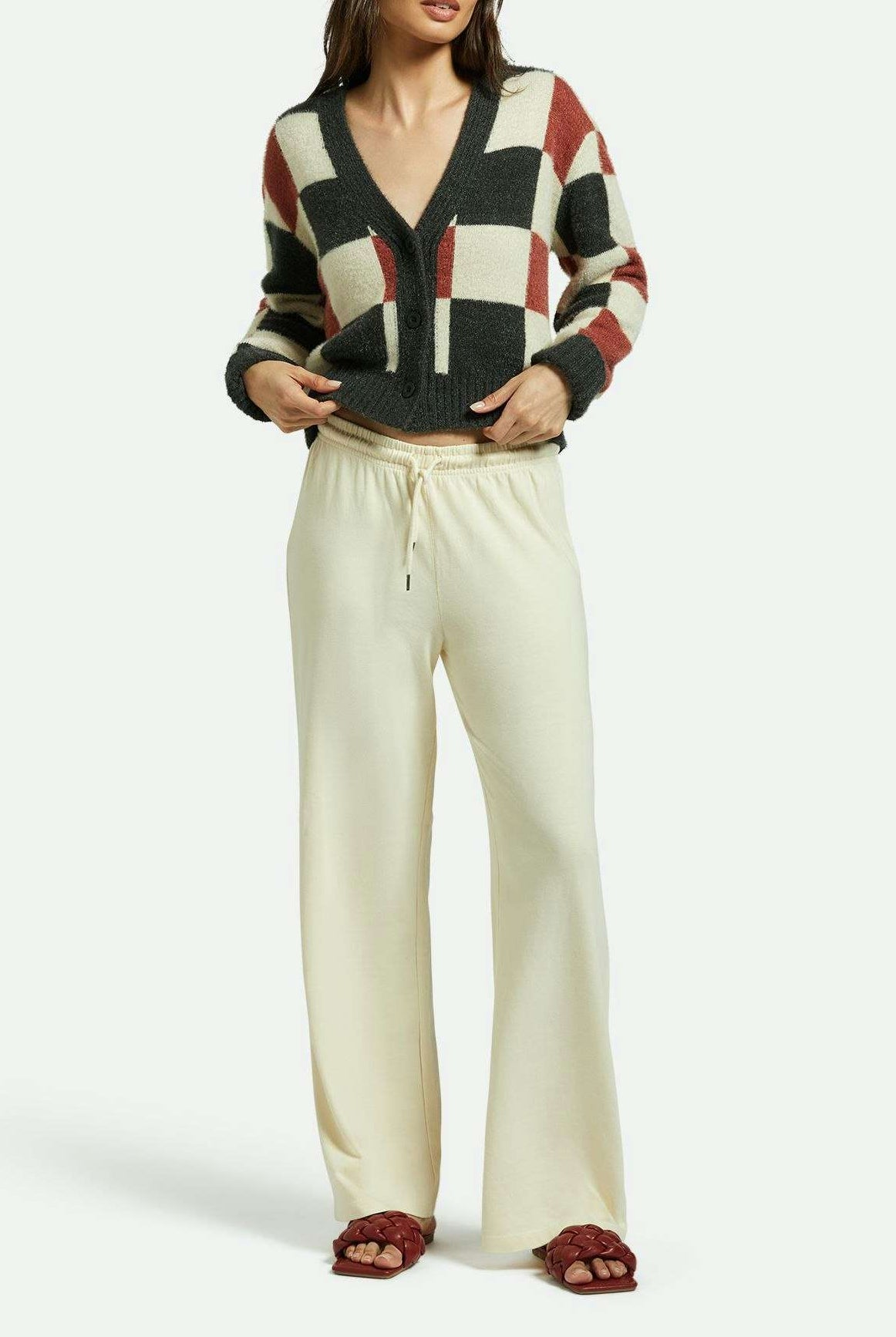 Brixton Women's Carefree Organic Garment Dye Lounge Pant - White Smoke | Front fit