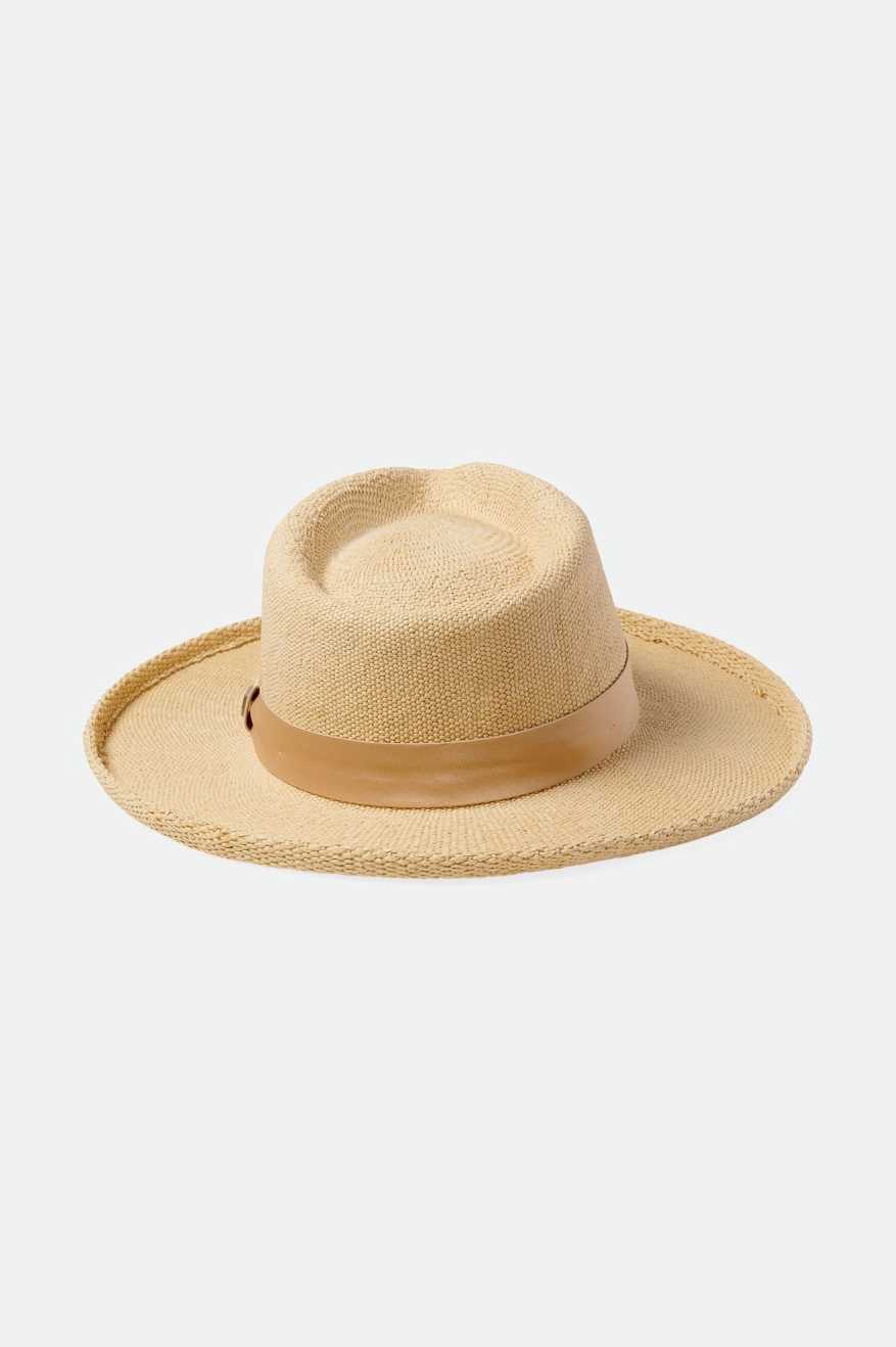 Brixton Women's Victoria Straw Fedora - Natural/Oat Milk | Back