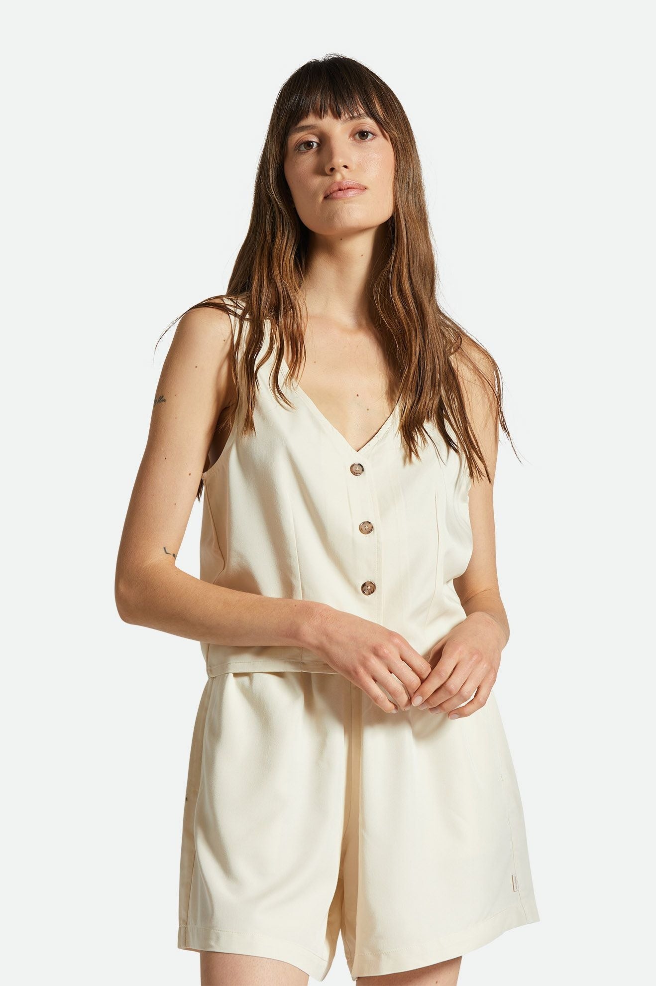 Women's Fit, Front View | Polanco Tank - White Smoke