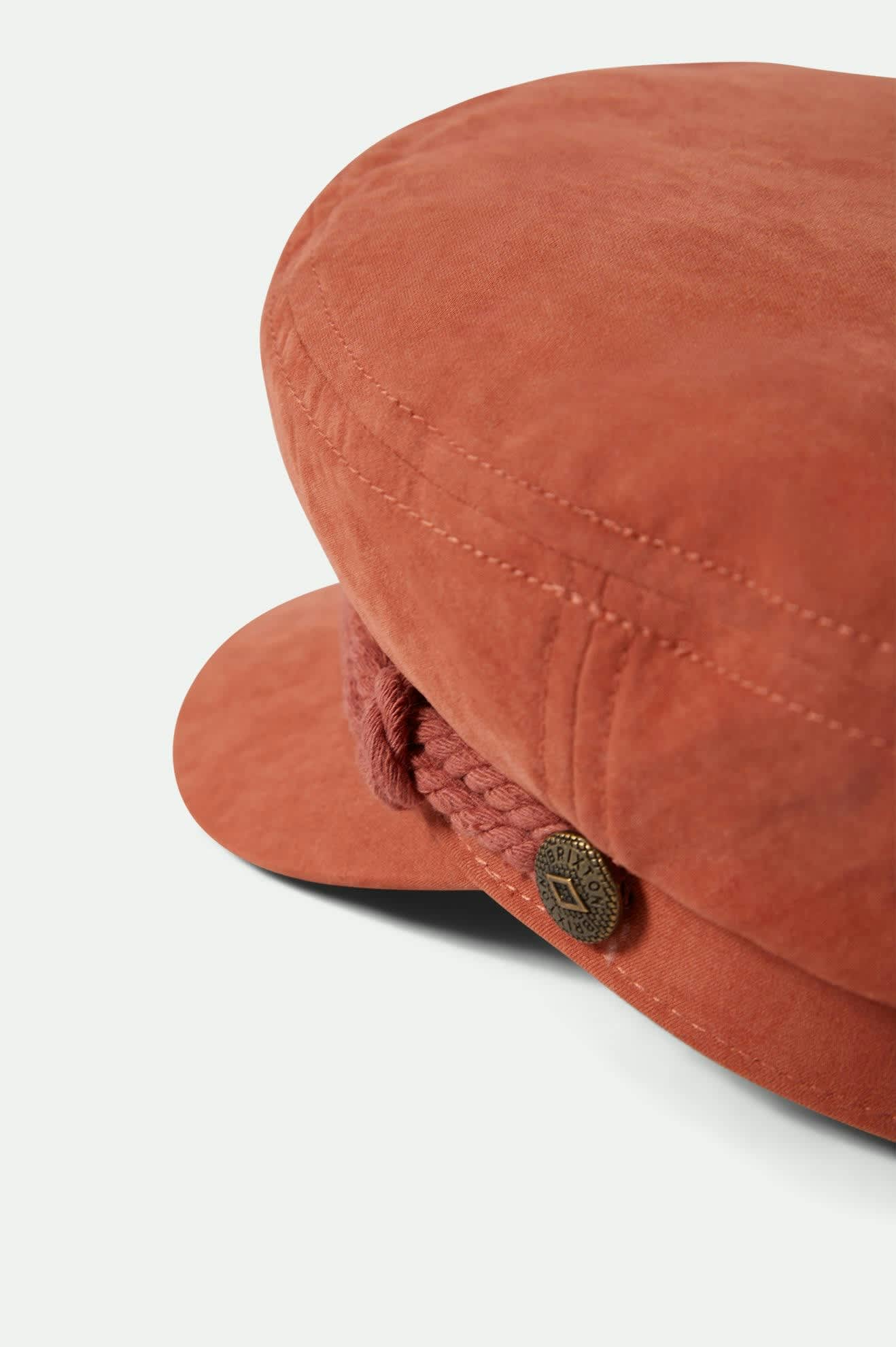 Women's Fiddler Fisherman Cap in the color Terracota Brushed Satin - Additional Laydown image