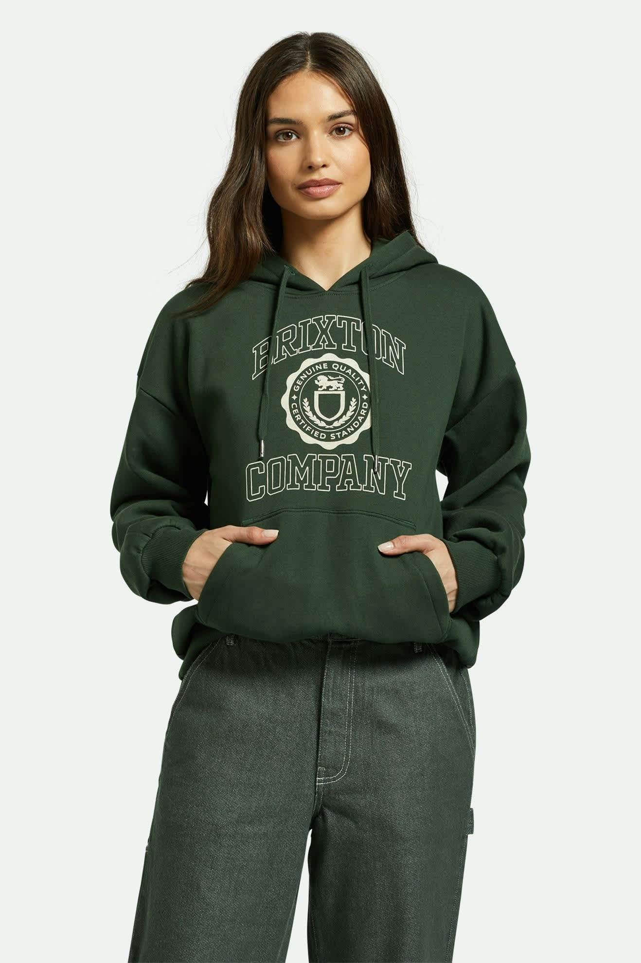 Women's University Women's Hoodie in the color Deep Forest - Women's Front View