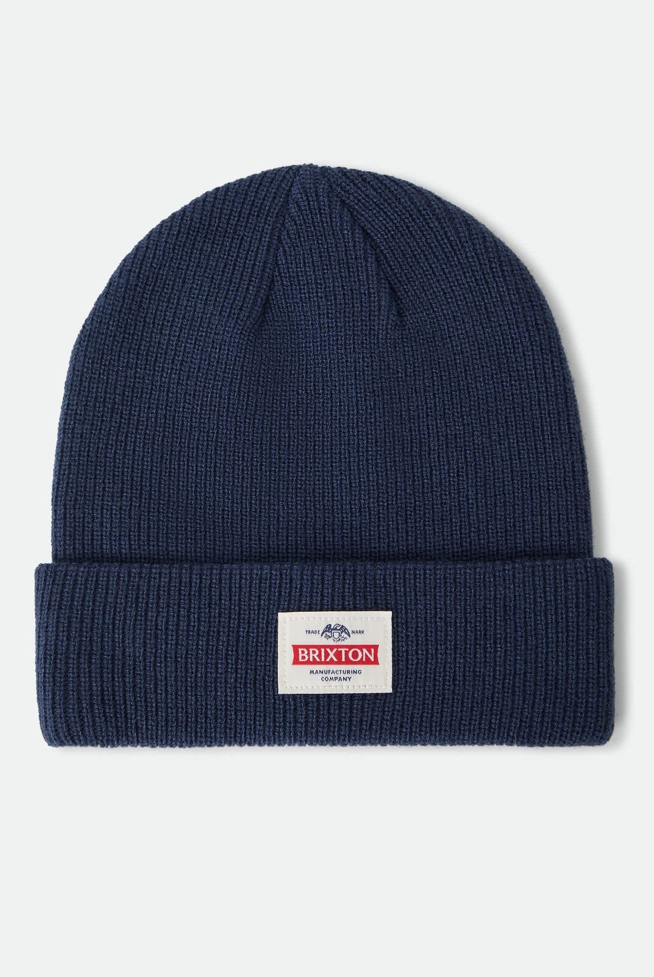 Unisex Trademark Beanie in the color Navy - Front Product Laydown Image