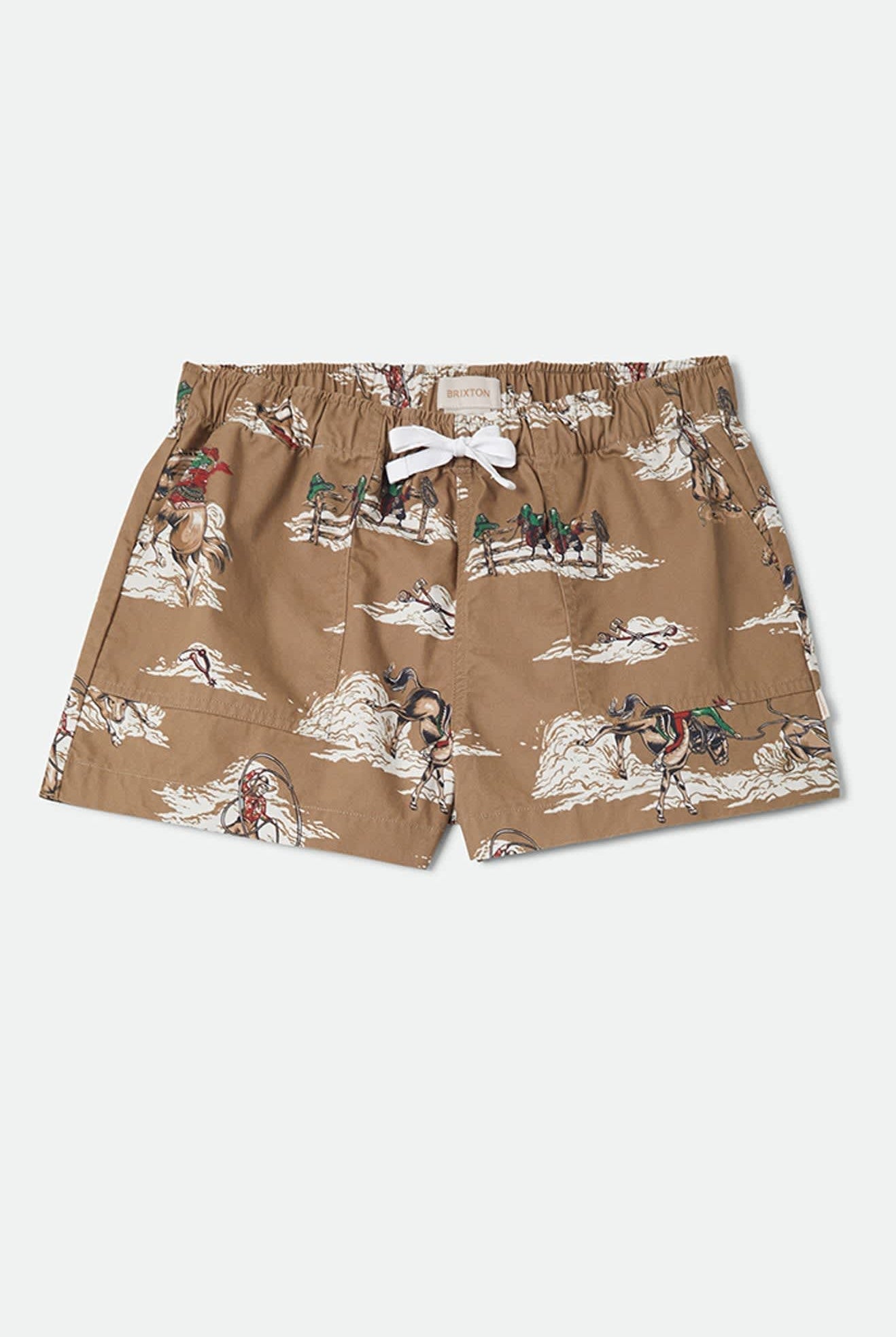 Women's Everyday Women's Short in the color Mid Century Cowboy Print - Front Product Laydown Image