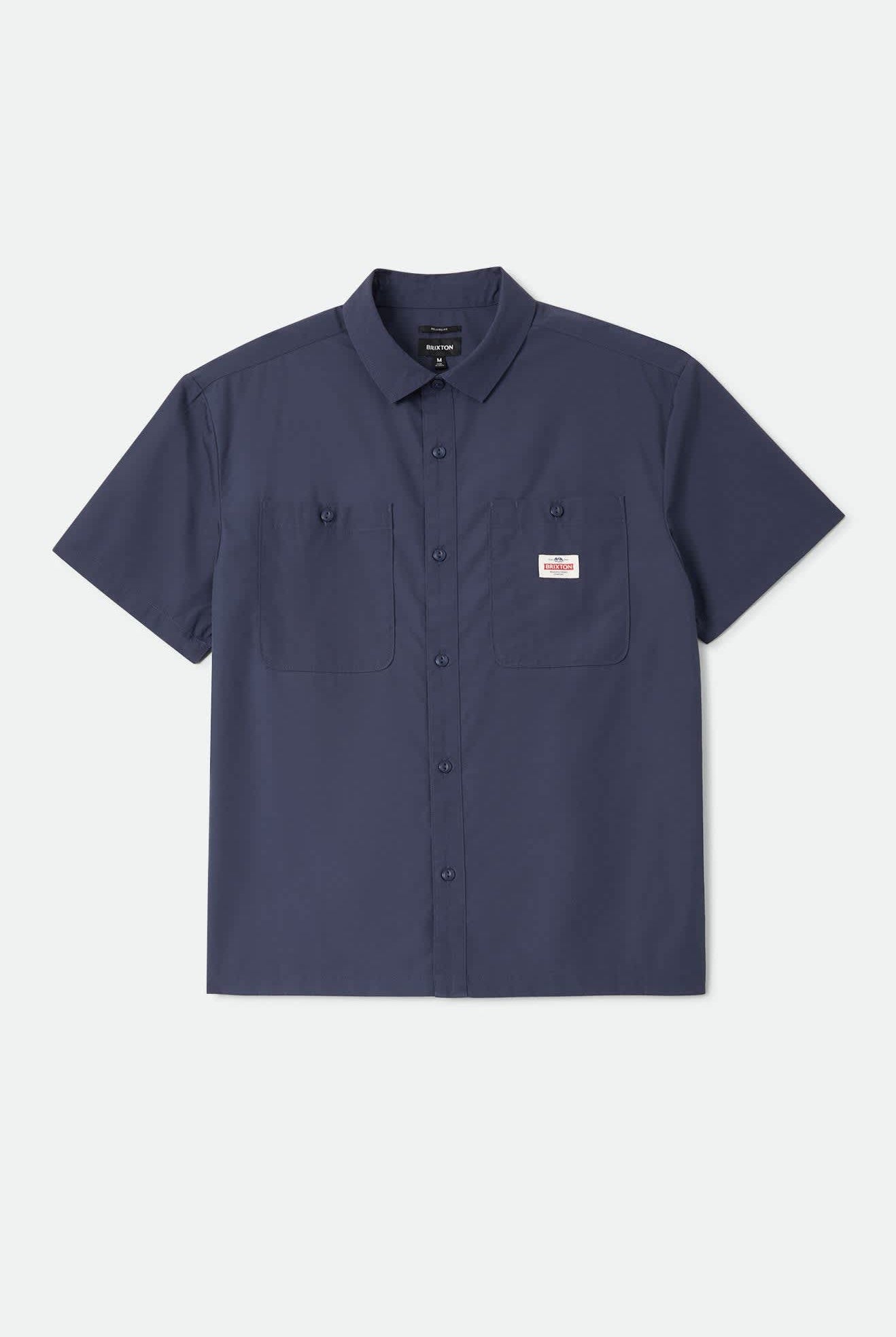 Men's Trademark Short Sleeve Shirt in the color Washed Navy - Front Product Laydown Image