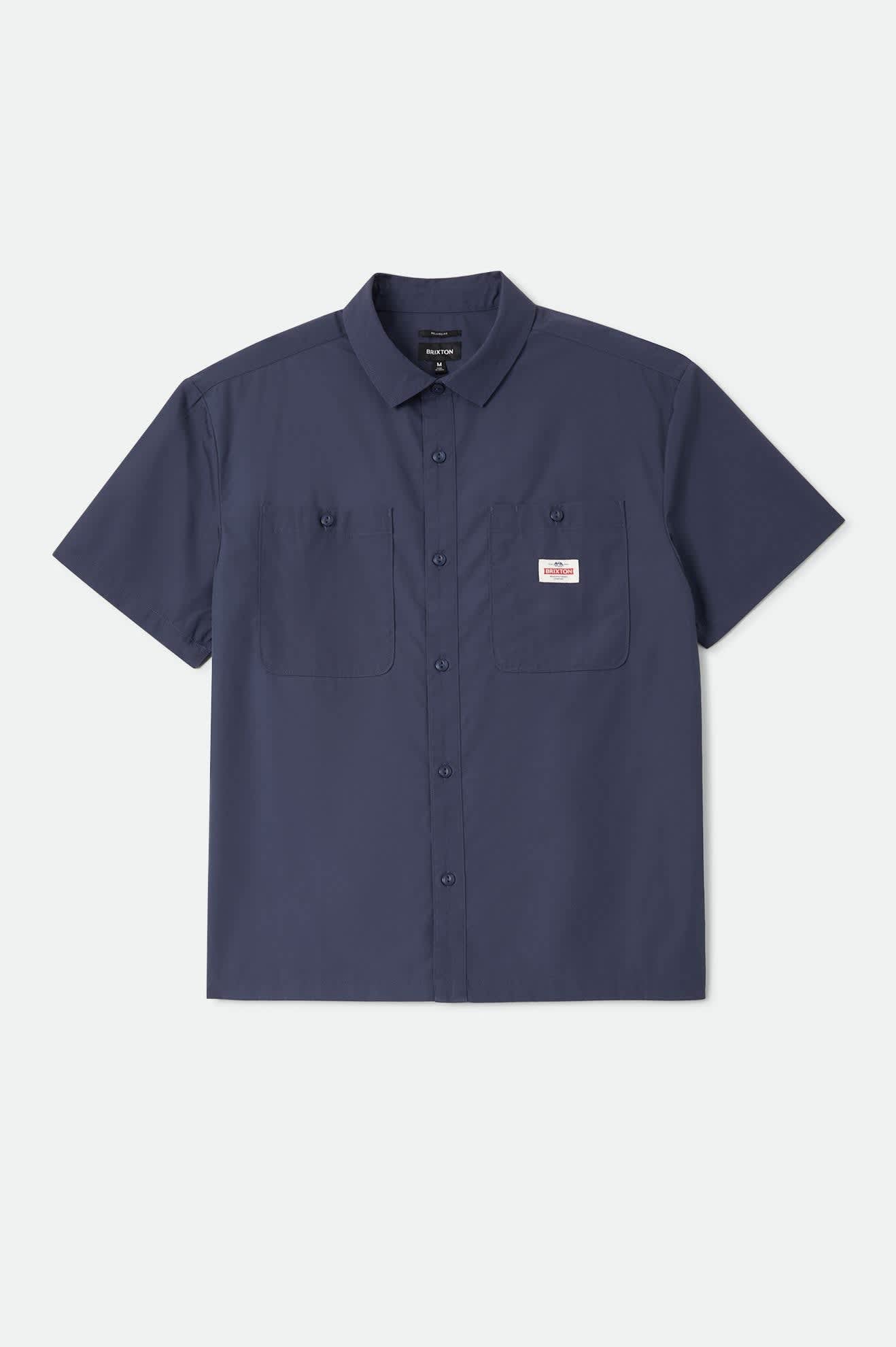Men's Trademark Short Sleeve Shirt in the color Washed Navy - Front Product Laydown Image