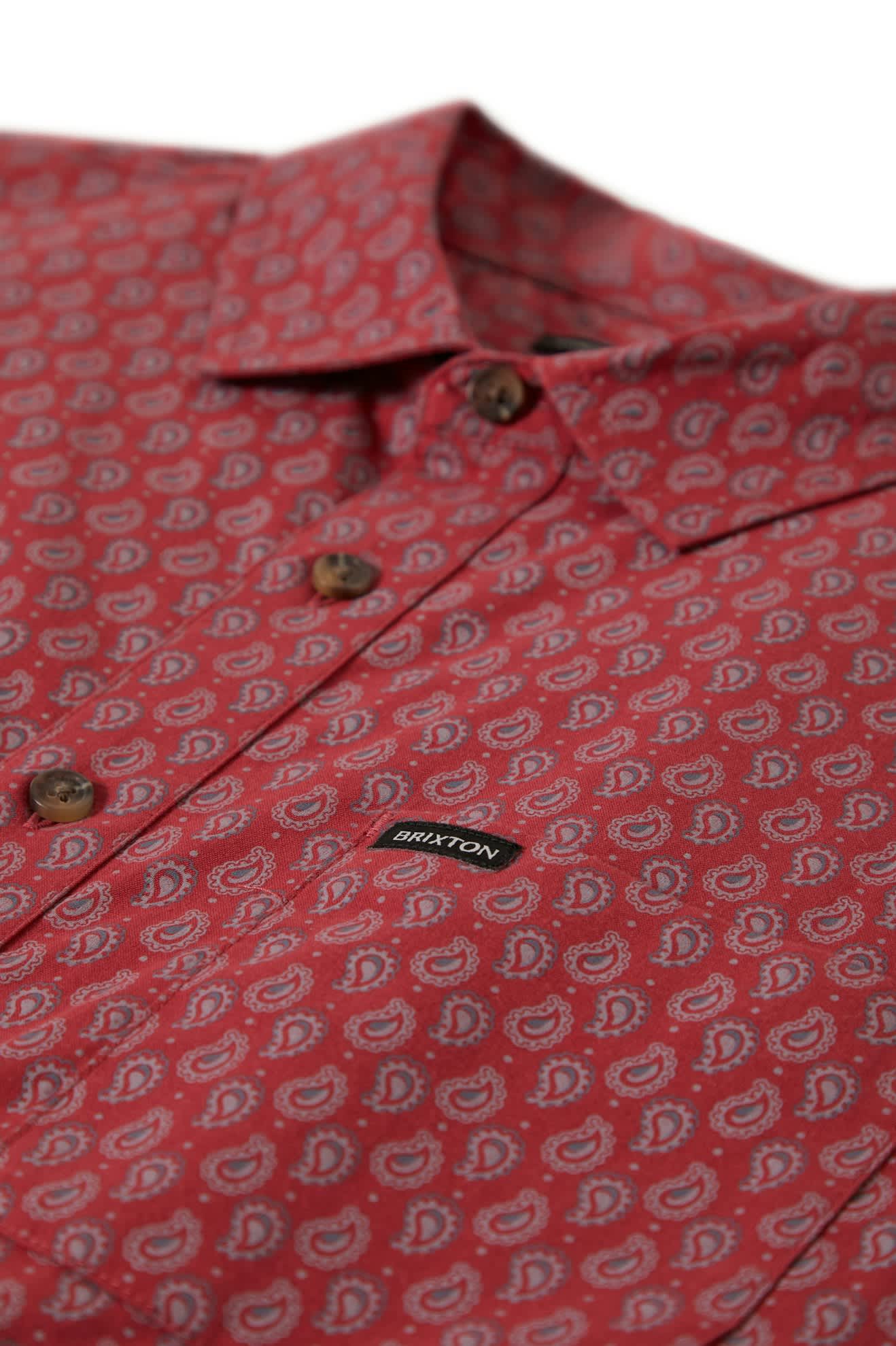 Men's Charter Print S/S Shirt in the color Rust Red/Paisley - Additional Laydown image