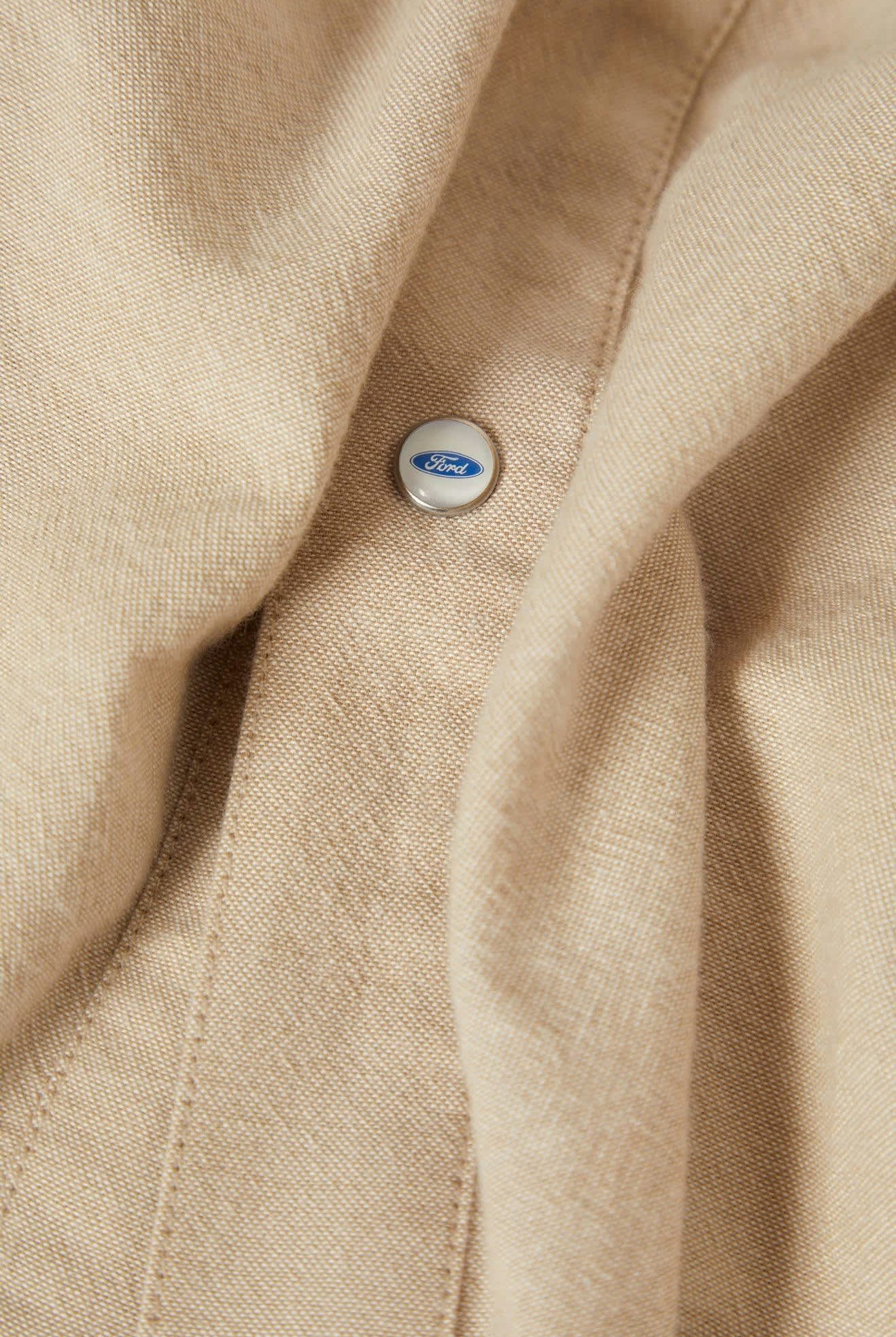 Men's Ford S/S Western Shirt in the color Khaki - Additional Laydown image