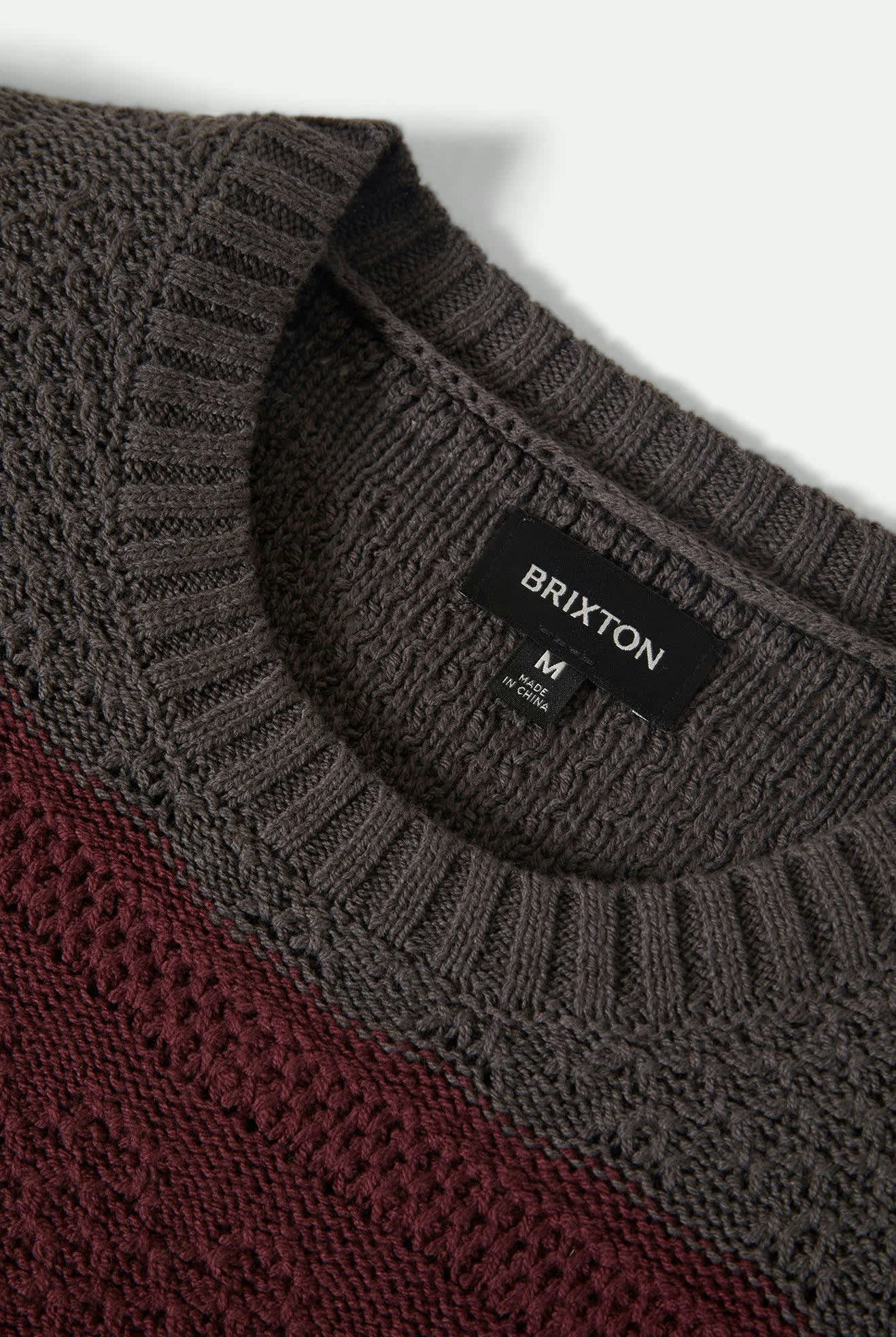 Men's Midnight Crew Sweater in the color Black/Port Stripe - Additional Laydown image