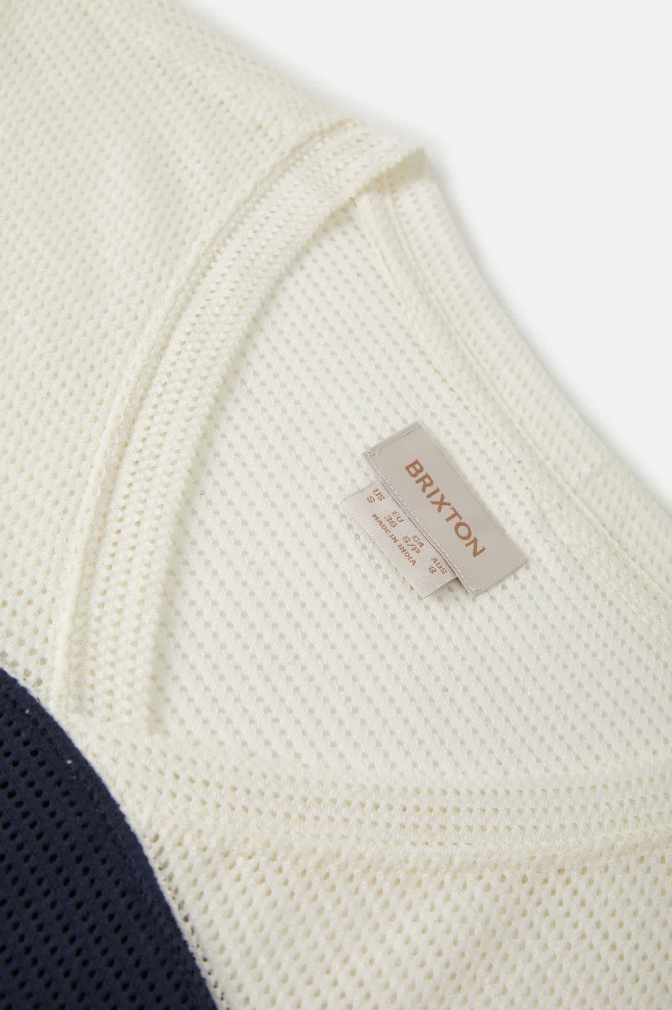 Women's Varsity Mesh T-Shirt in the color Off White/Washed Navy - Additional Laydown image