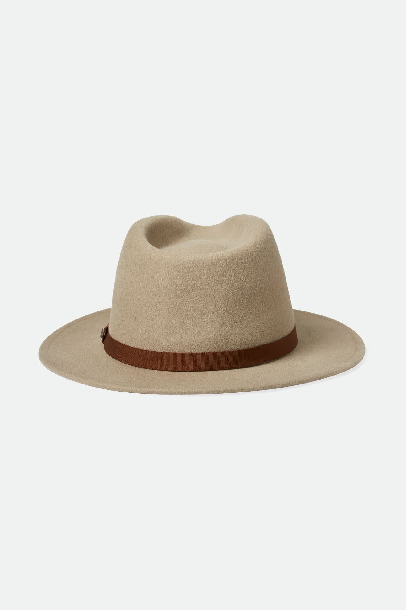 Unisex Messer Packable Fedora in the color Timberwolf/Light Brown - Back Style View