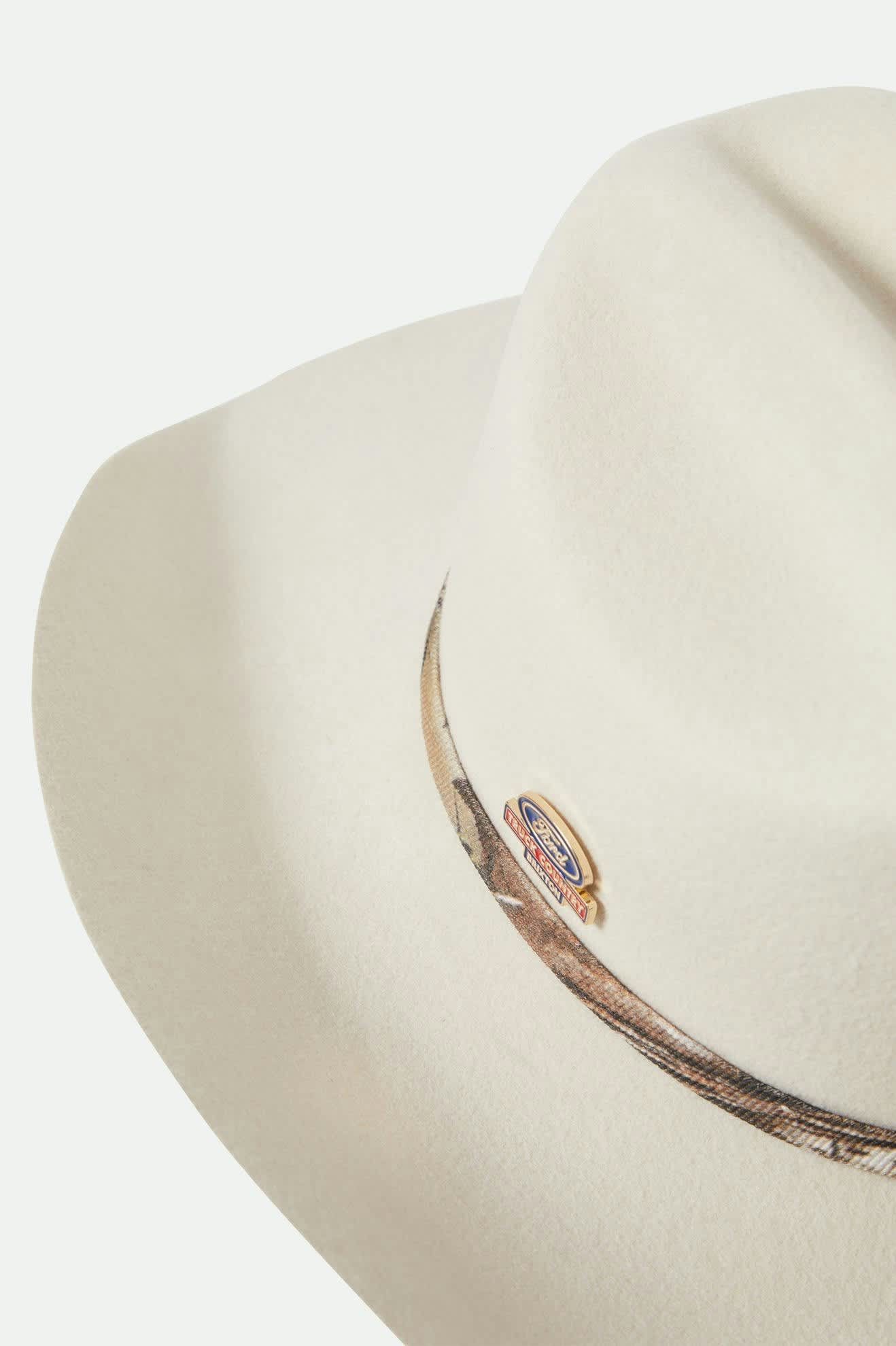 Unisex Ford Truck Country Cowboy Hat in the color Wimbledon White/Camo - Additional Laydown image
