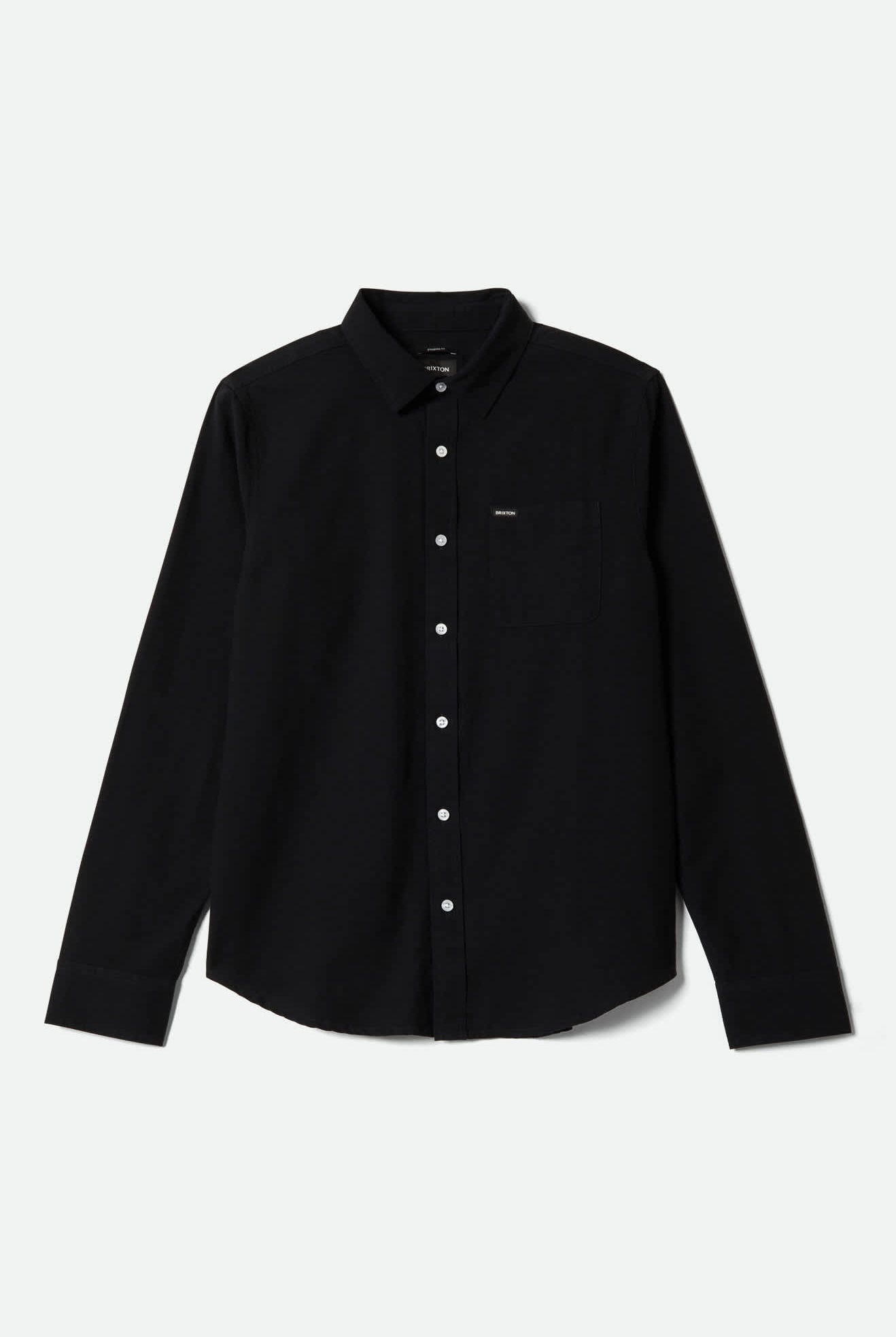 Men's Charter Long Sleeve Shirt in the color Black - Front Product Laydown Image