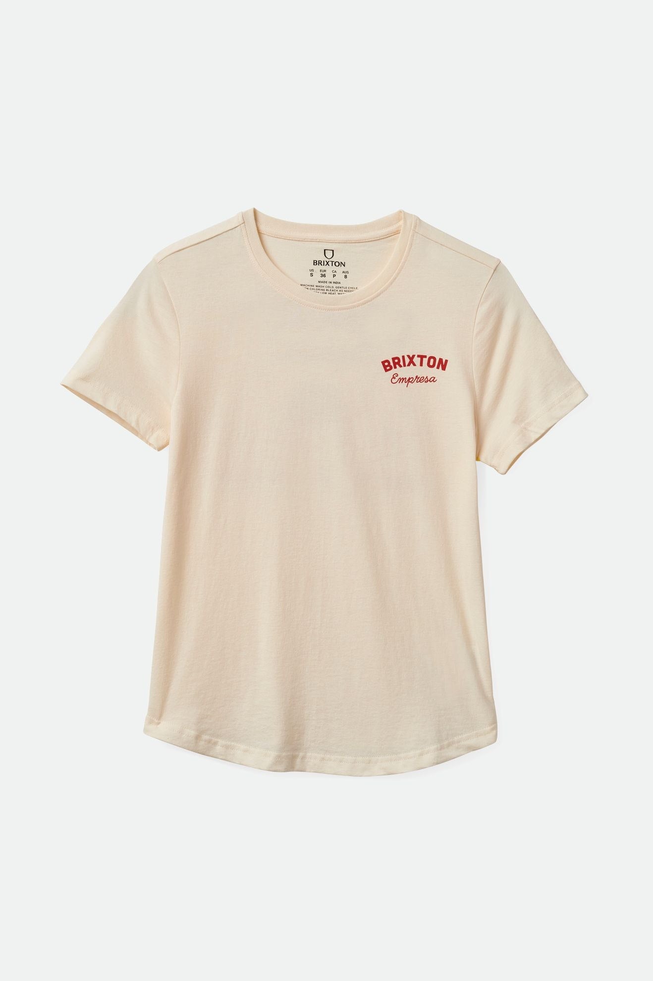 Brixton Women's Empresa Fitted Crew Tee - White Smoke | Profile