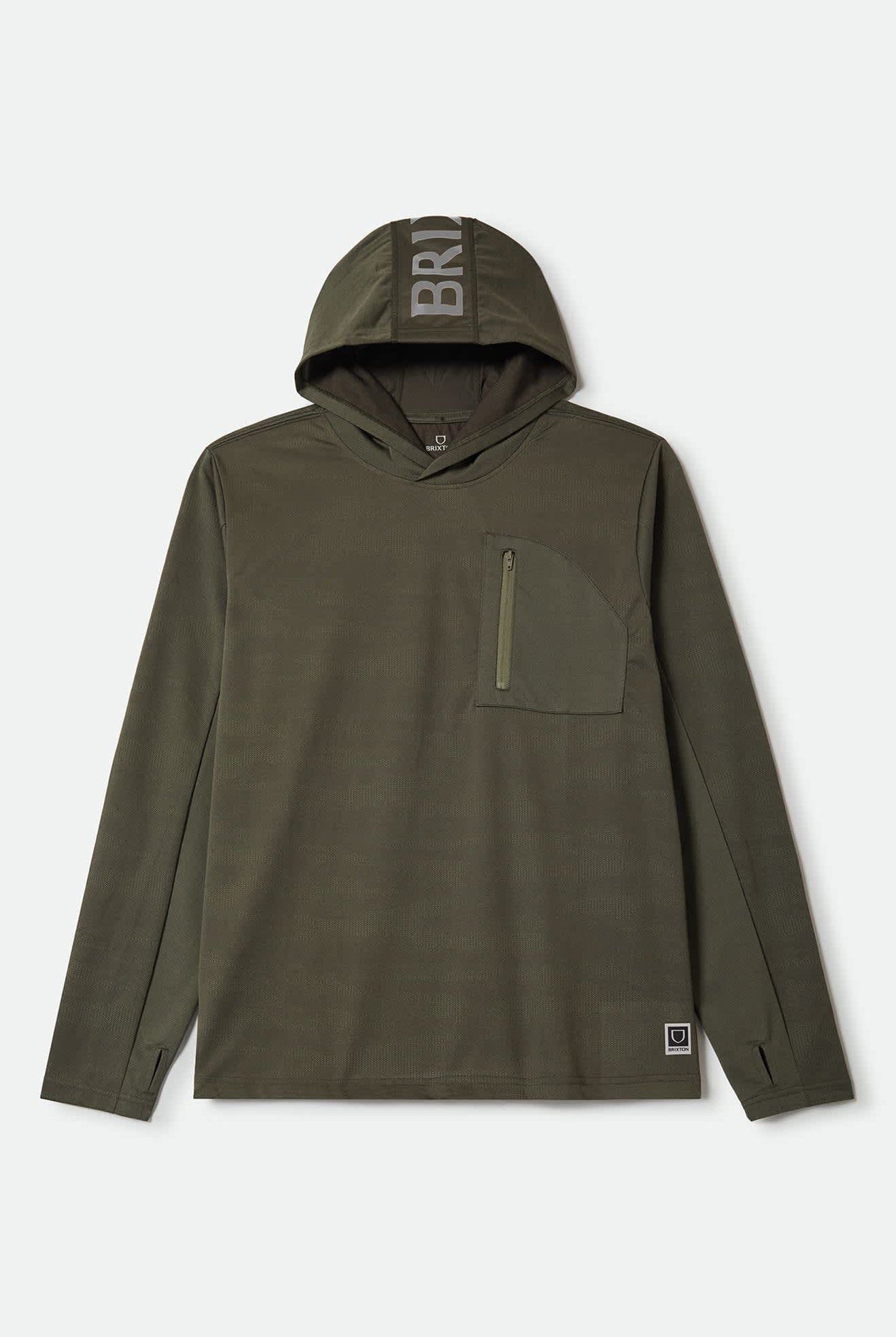 Men's Journey Long Sleeve Sun Hoodie in the color Olive Tiger Camo - Front Product View