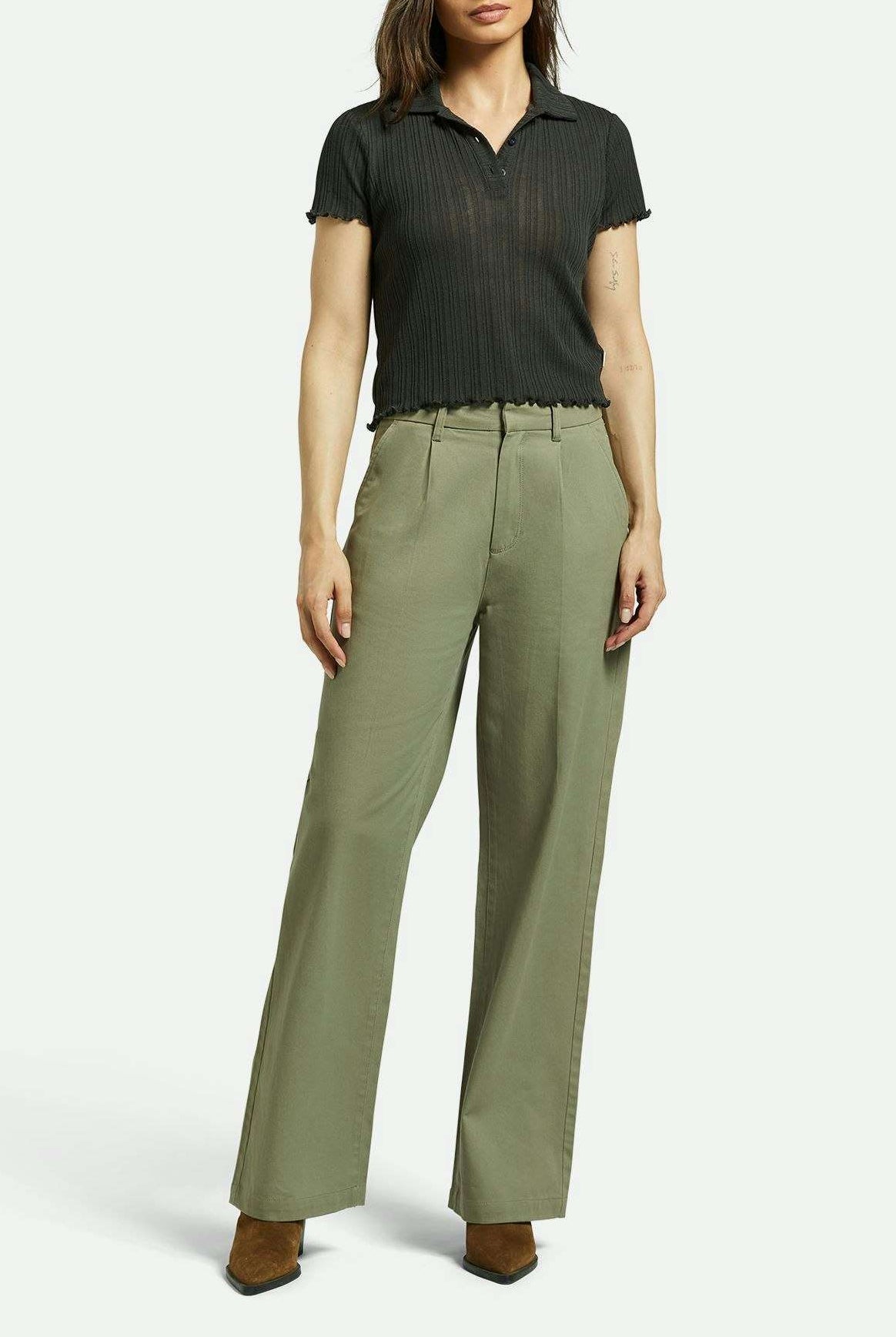 Brixton Women's Ludlow Trouser Pant - Olive Surplus | Front fit