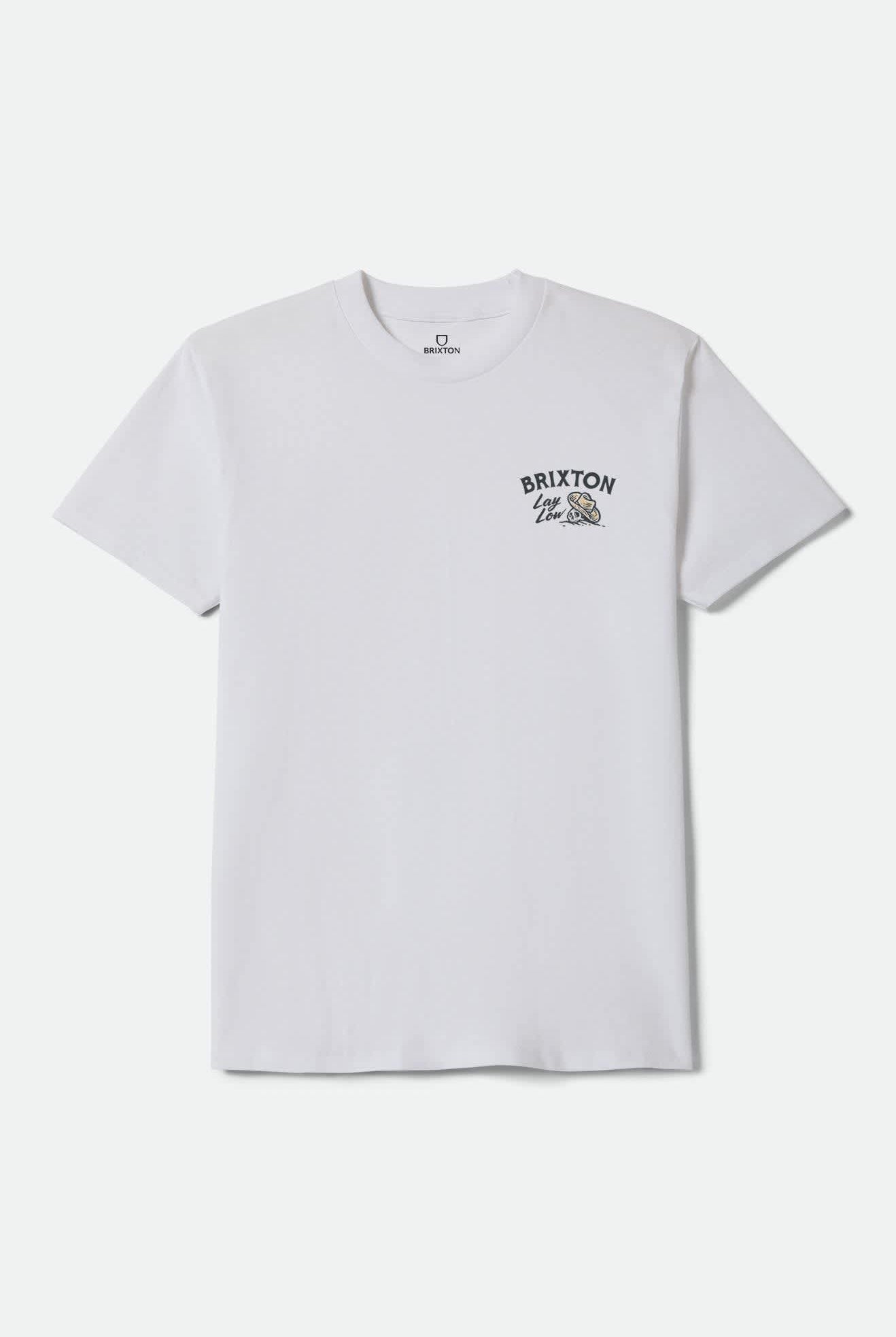 Men's Lay Low Standard T-Shirt in the color White - Front Product Laydown Image