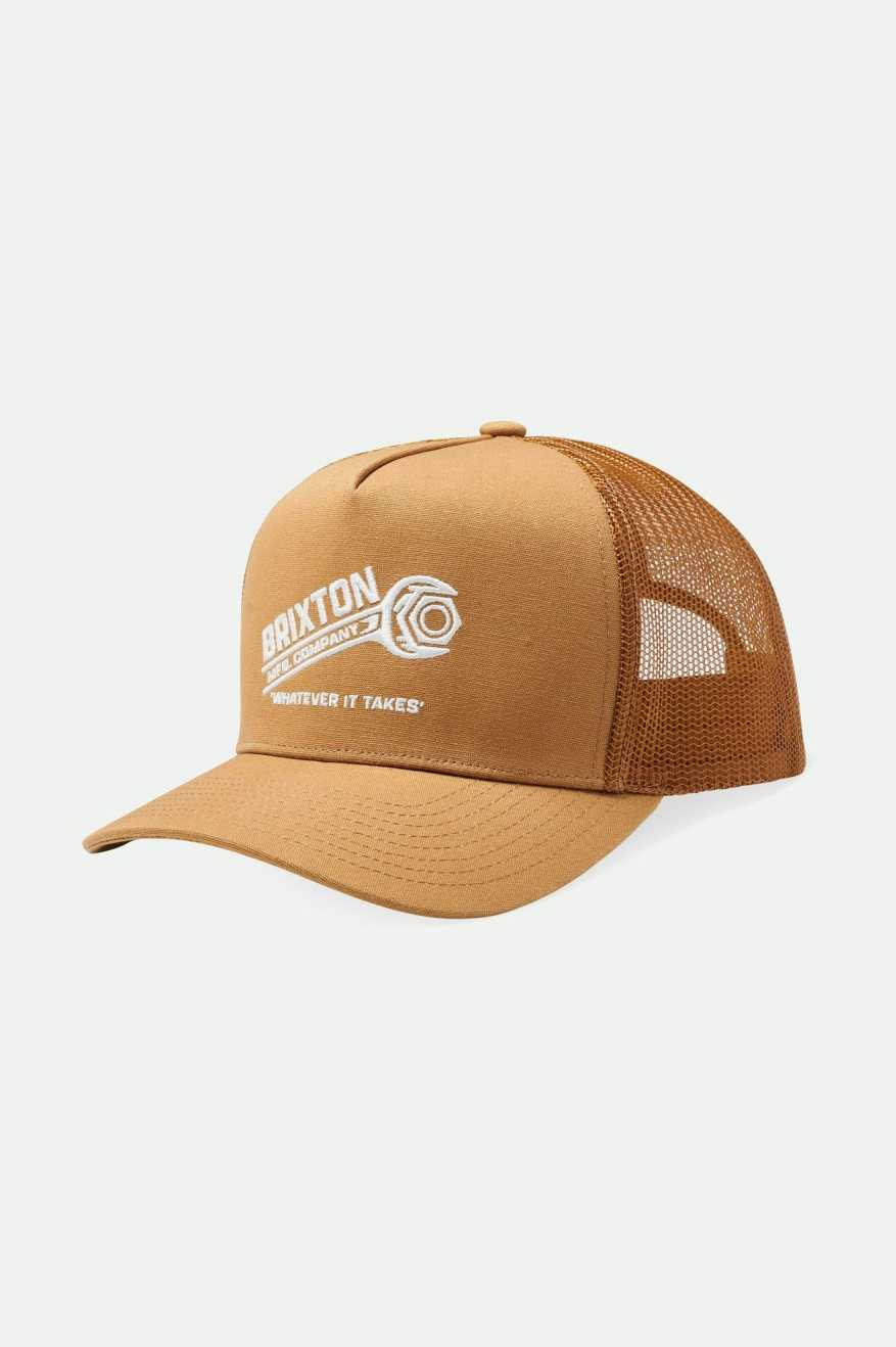 Brixton Men's Wrench Netplus Trucker Hat - Copper/Copper | Profile