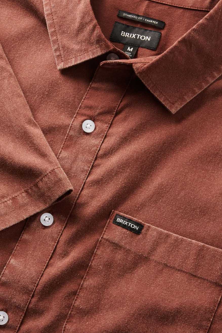 Brixton Men's Charter Sol Wash S/S Woven Shirt - Sepia Sol Wash | Extra Shot