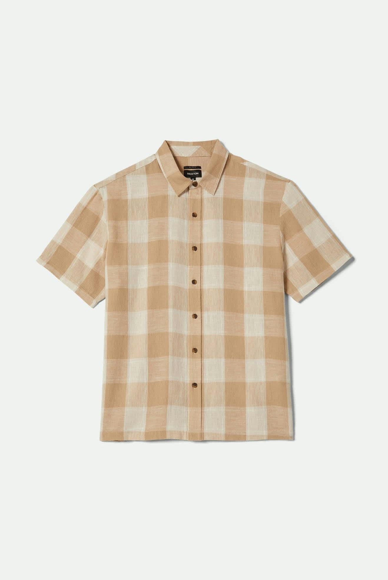 Men's Cru Linen Blend S/S Shirt in the color Off White/Sand - Front Product View