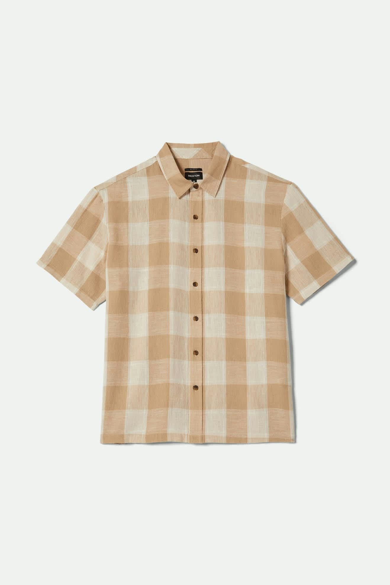 Men's Cru Linen Blend S/S Shirt in the color Off White/Sand - Front Product View