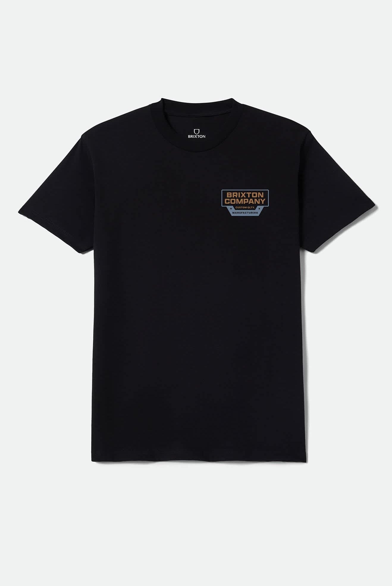 Men's Reeves Standard T-Shirt in the color Black - Front Product Laydown Image