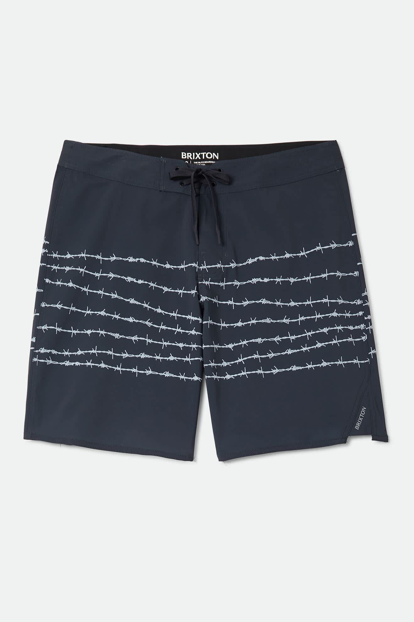 Men's Blitz Boardshort 19" in the color Black/Barb Wire - Front Product Laydown Image