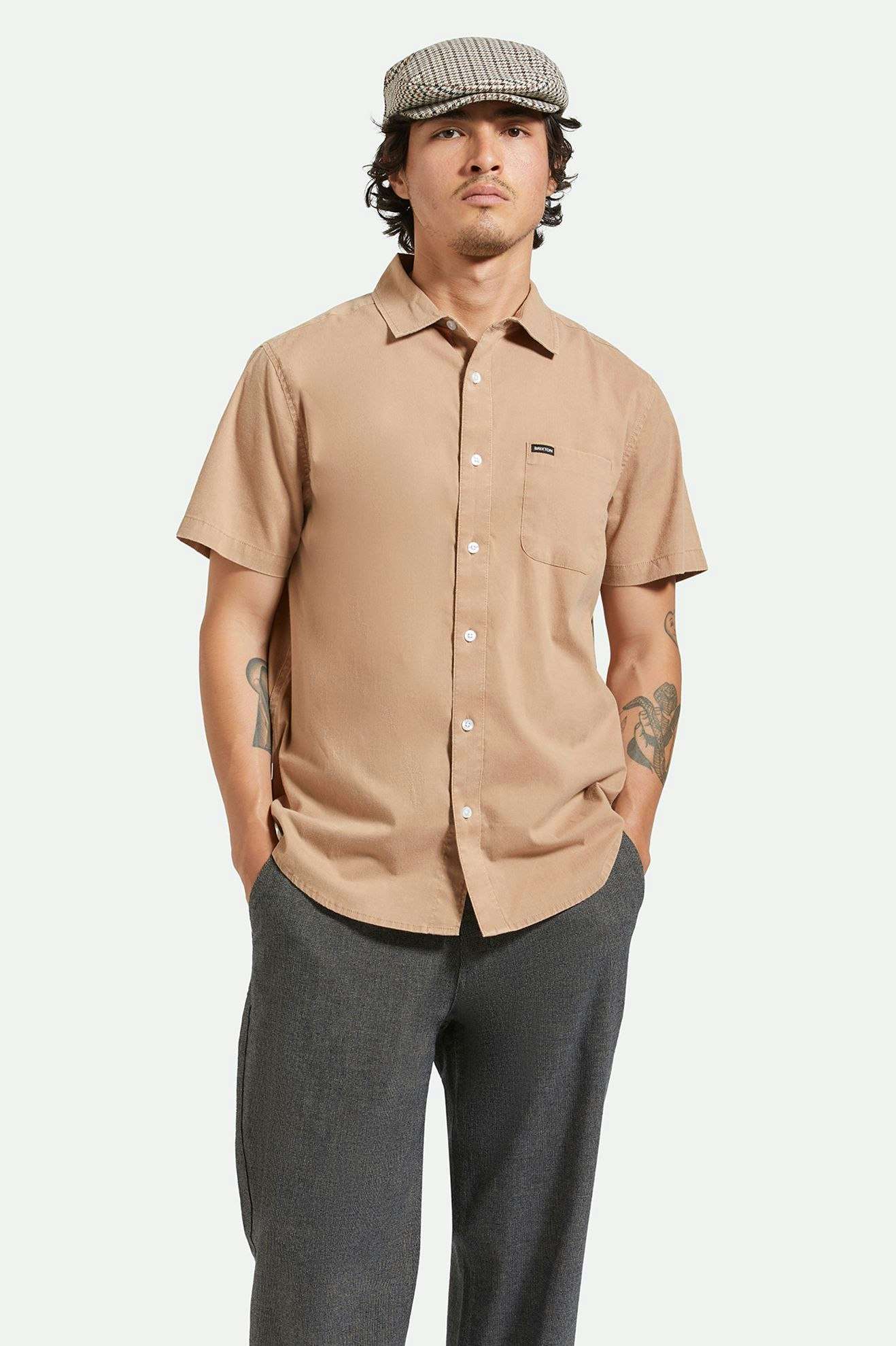 Men's Front Fit | Charter Sol Wash S/S Woven Shirt - Burro Brown Sol Wash