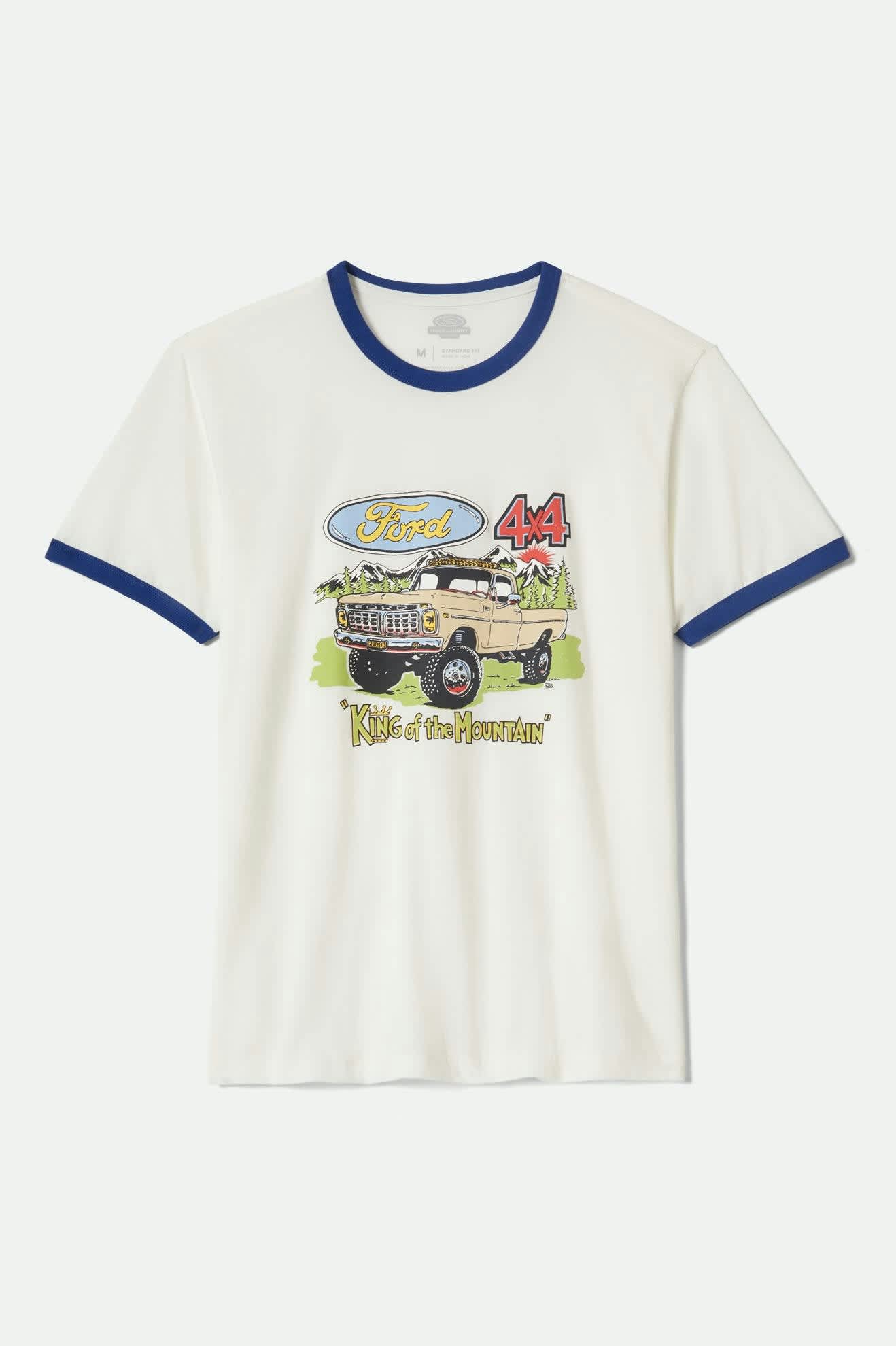 Men's Ford King Of The Mountains S/S Ringer T-Shirt in the color Wimbledon White - Front Product View