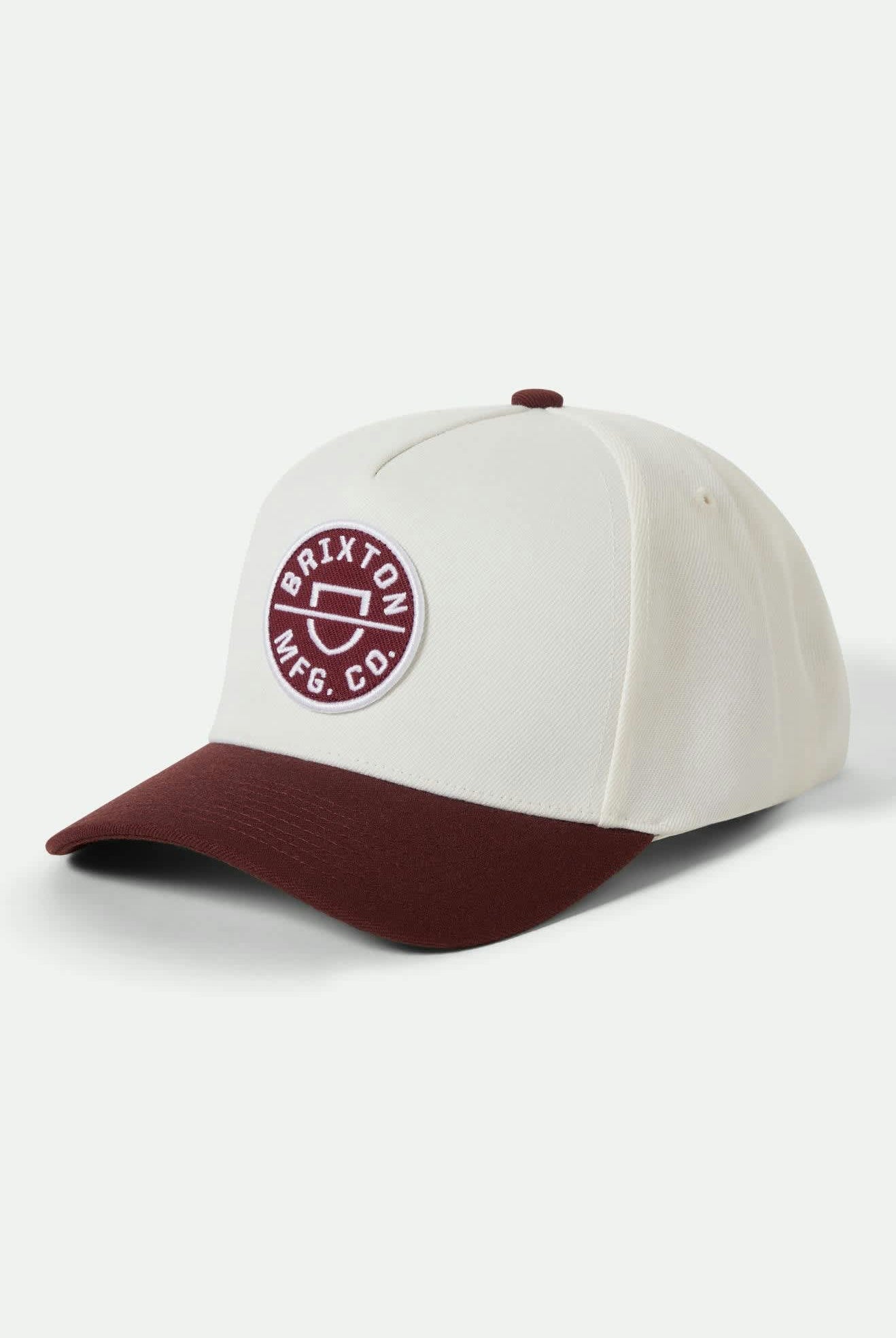 Unisex Crest Netplus Snapback in the color Port/Off White - Front Product View