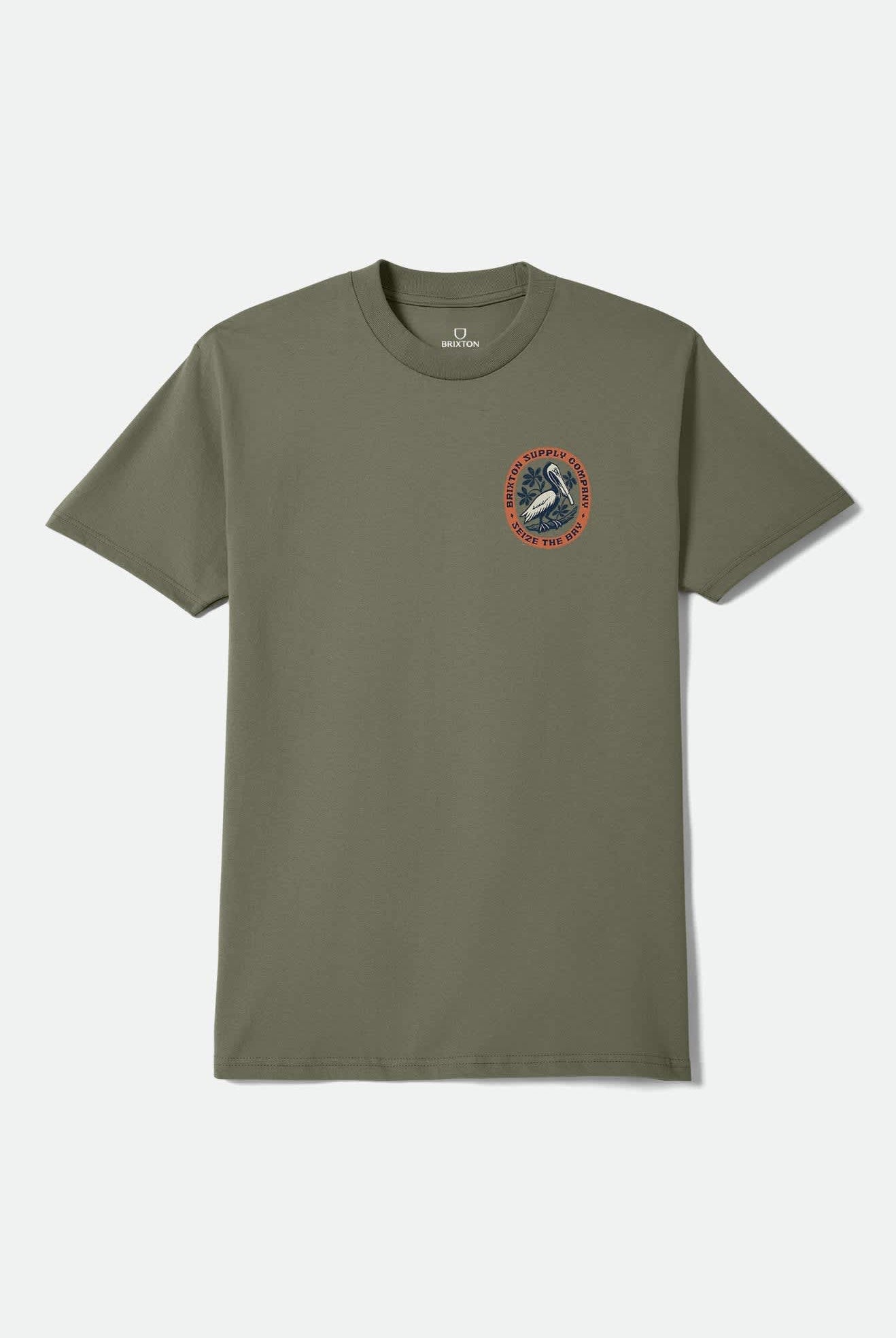 Men's Bay Standard T-Shirt in the color Olive Surplus - Front Product Laydown Image