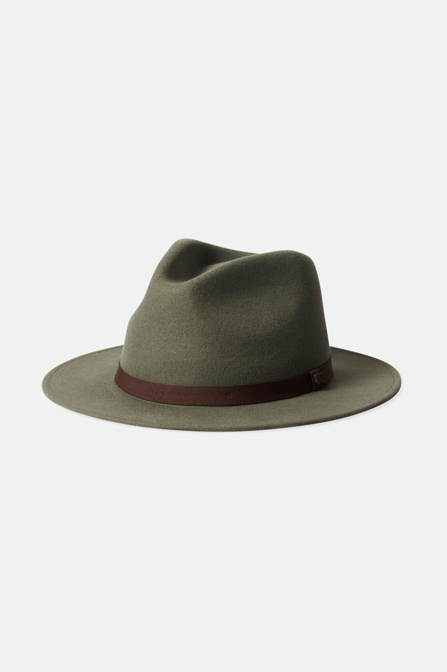 Brixton Unisex Messer Packable Fedora - Light Moss | Profile