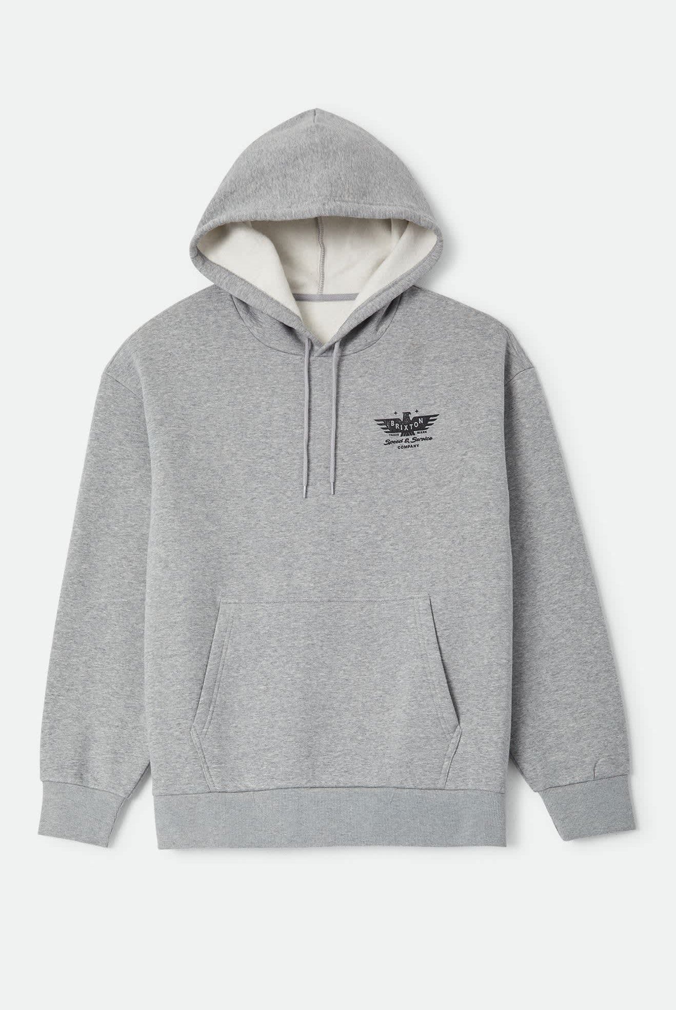 Men's Ewing Hood in the color Heather Grey - Front Product Laydown Image