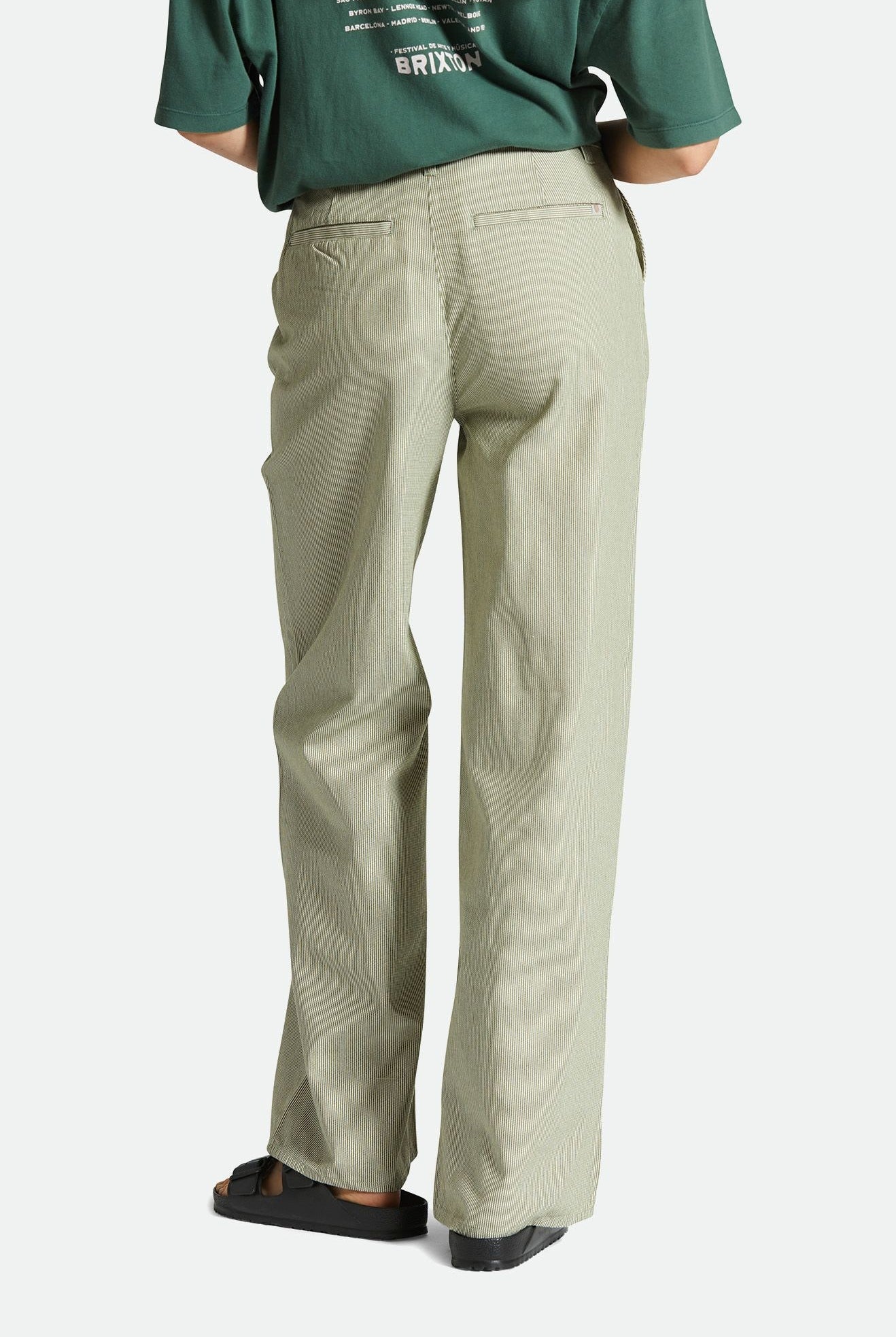 Women's Fit, Back View | Victory Full Length Wide Leg Pant - Sea Kelp Stripe