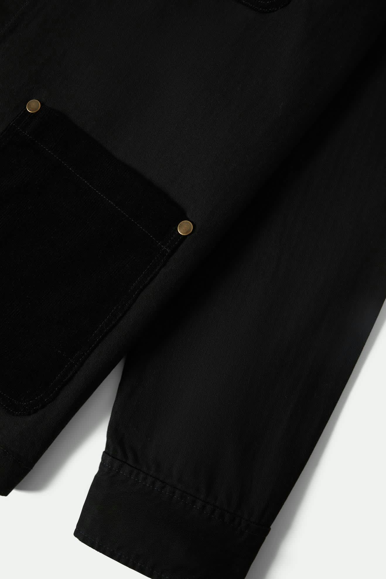 Men's Herringbone Lightweight Chore Coat in the color Black Herringbone - Additional Laydown image