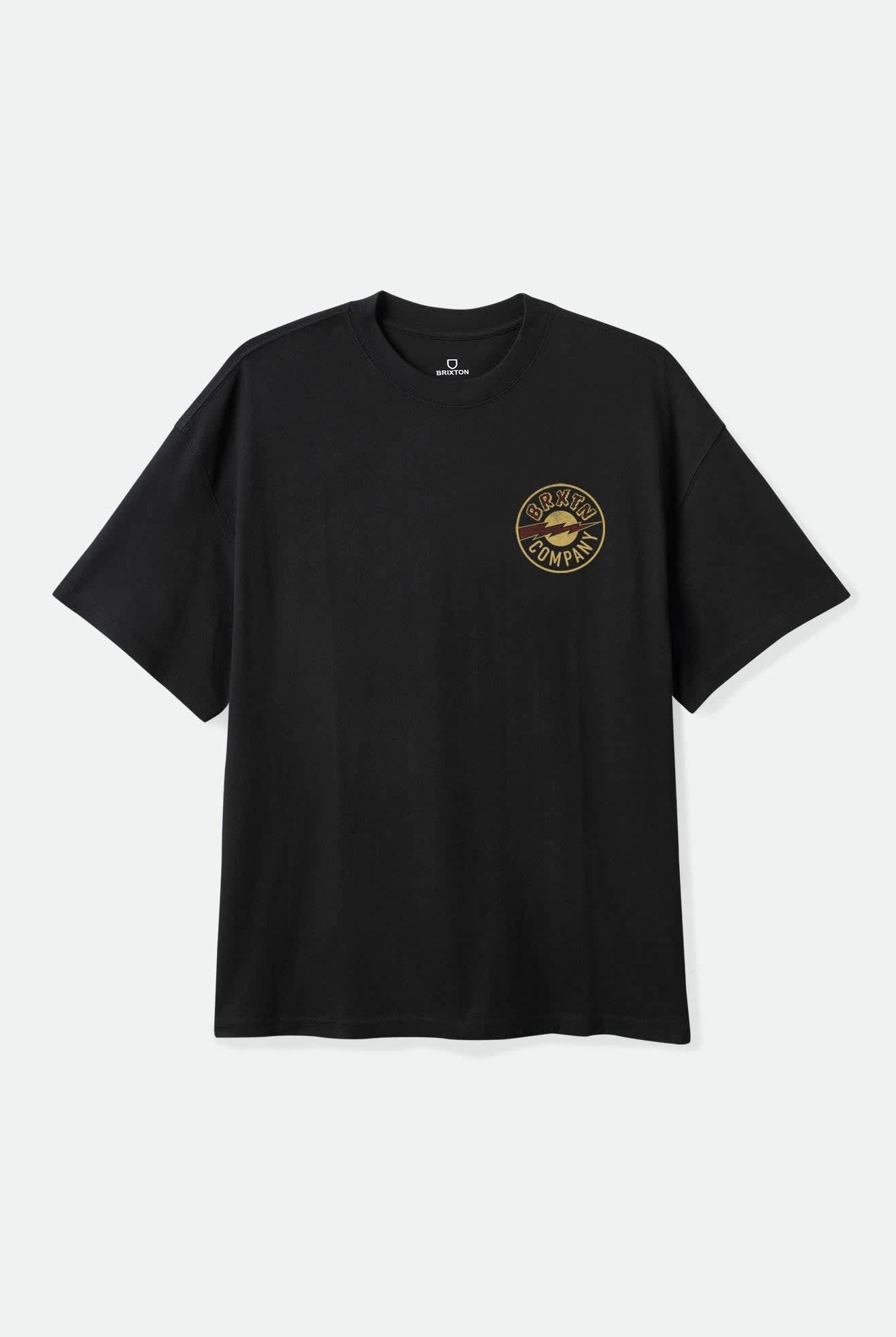 Men's Upson Boxed Crop T-Shirt in the color Black - Front Product Laydown Image