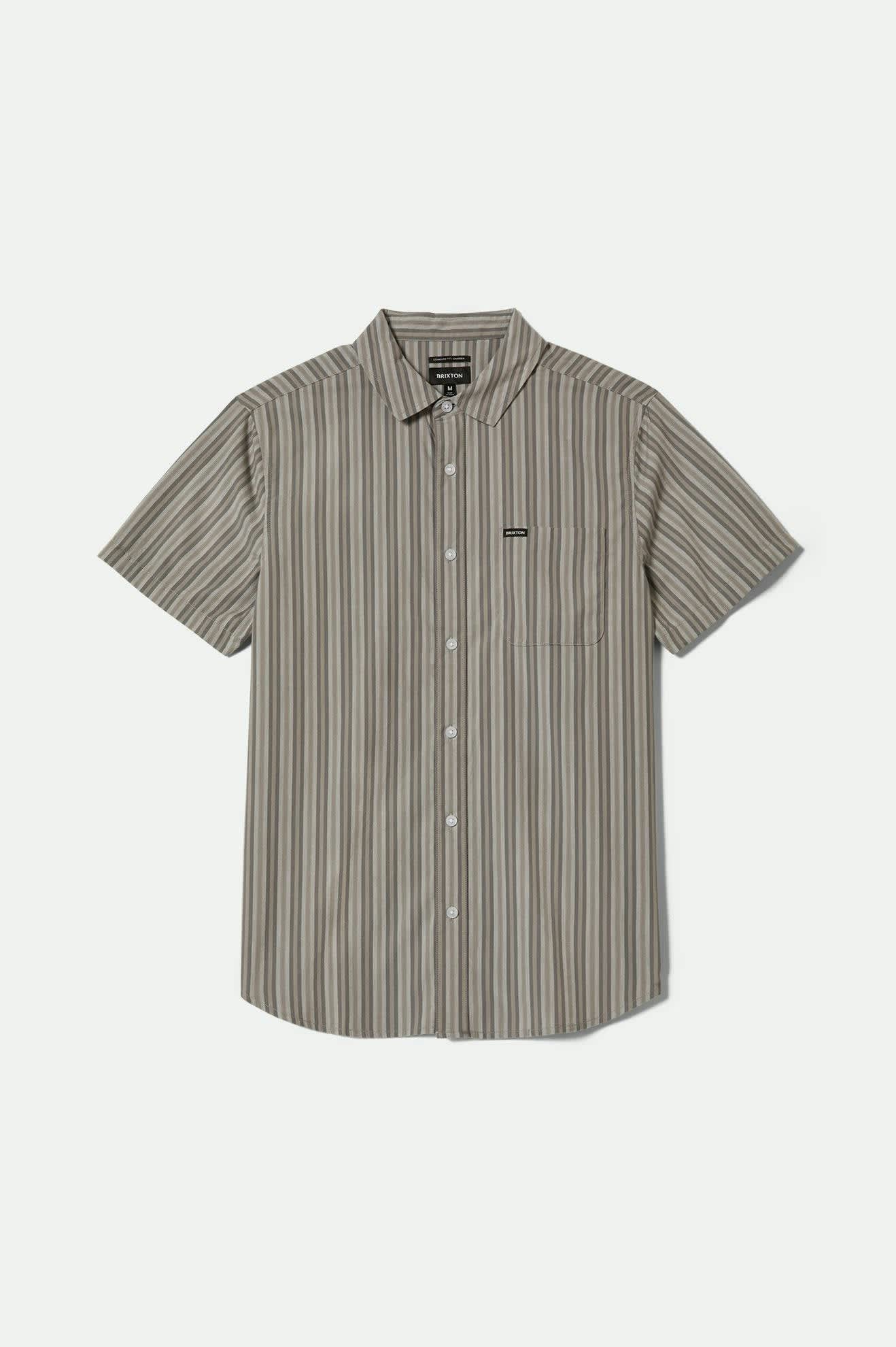 Men's Charter Stripe S/S Shirt in the color Charcoal/Grey - Front Product View