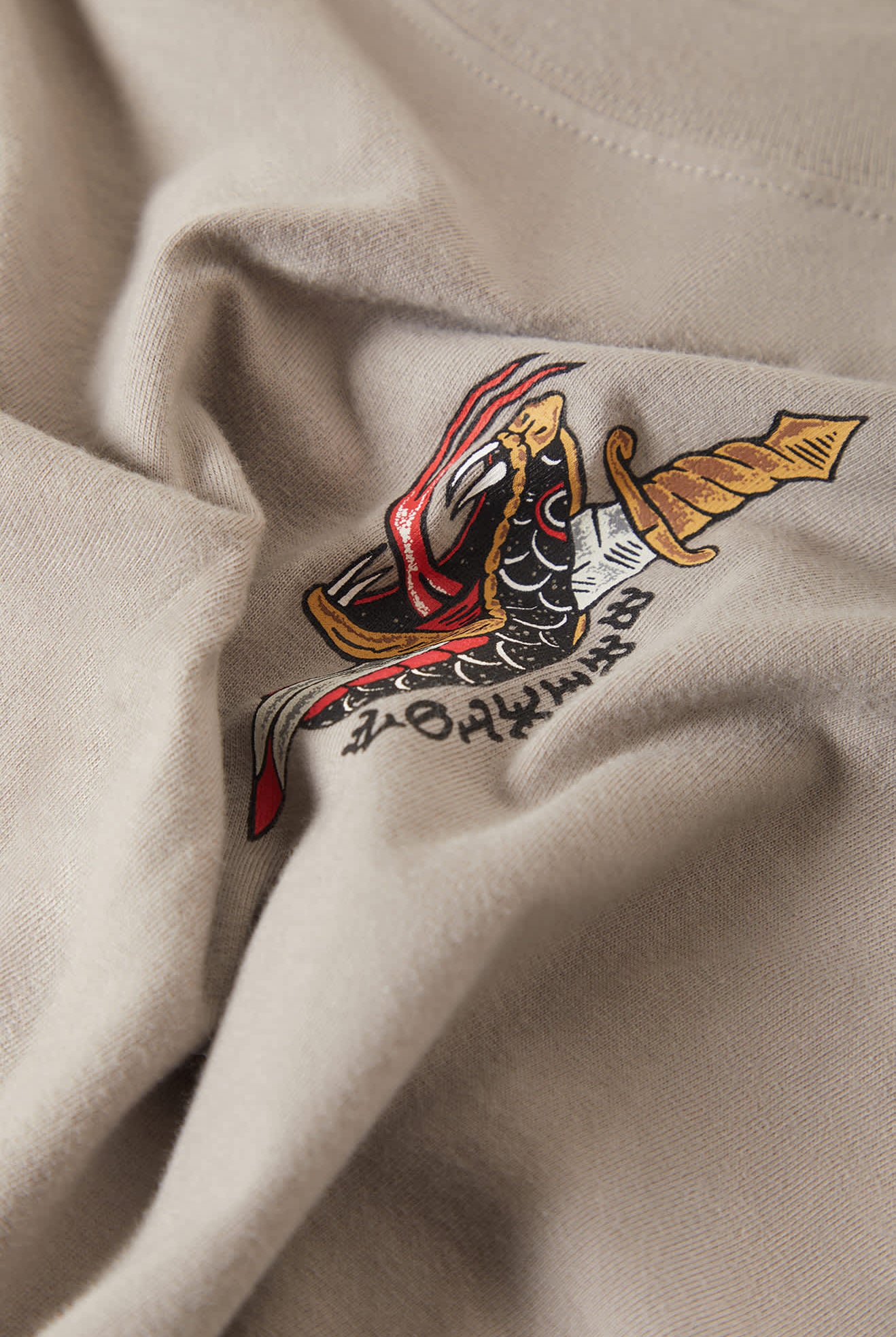 Men's Sword Short Sleeve Boxed Crop T-Shirt in the color Pebble Stone - Additional Laydown image