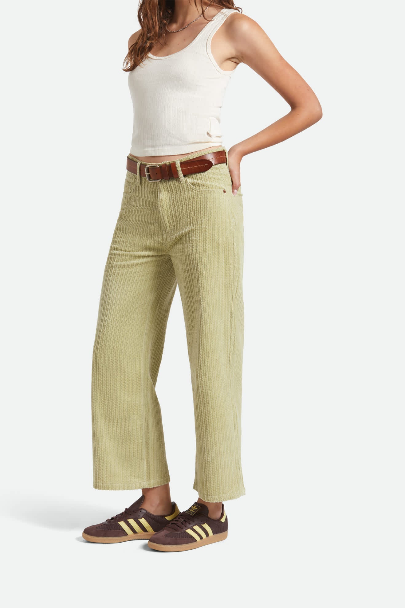 Women's Margo Cropped 5-Pocket Pant in the color Elm - Women's Side View